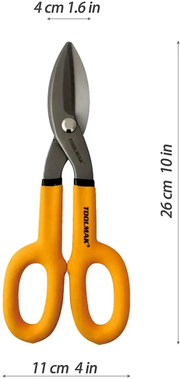 Tin Snips 10 Inch Straight Pattern Tinners Snips With Comfort Grip Sheet Metal Cutting Shears Heavy Duty For Cutting 20 Gauge Cold Rolled Steel And 22 Gauge Sheet Metal Durable High Carbon Steel - Image 8