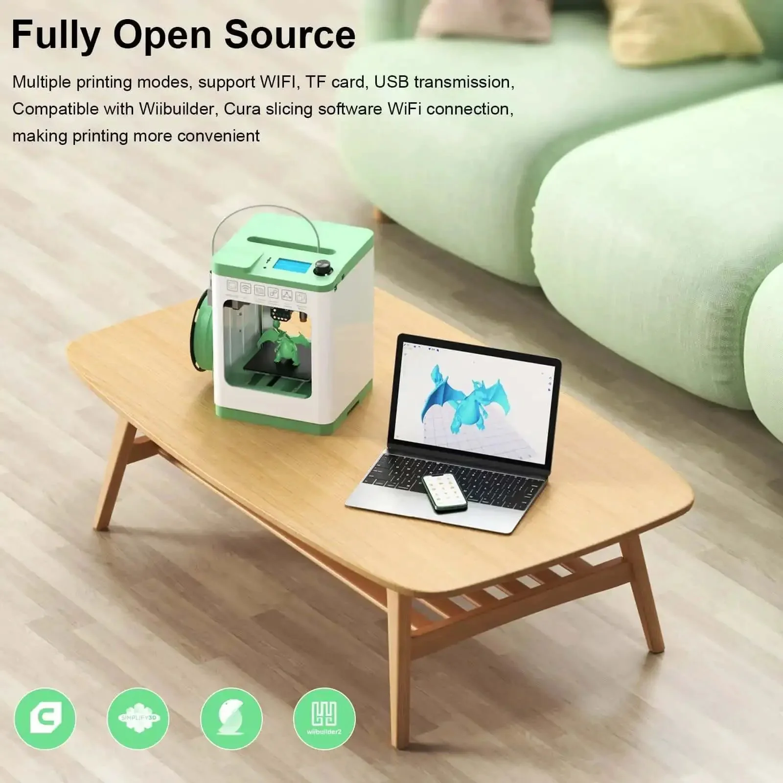 Tina2S 3D Printer With WiFi Cloud Printing, Fully Assembled And Auto Leveling, Huge Library Of Models, DIY Mini 3D Printer For Beginners And Kids, High Precision 3D Printing For Home, Office And School - Image 3