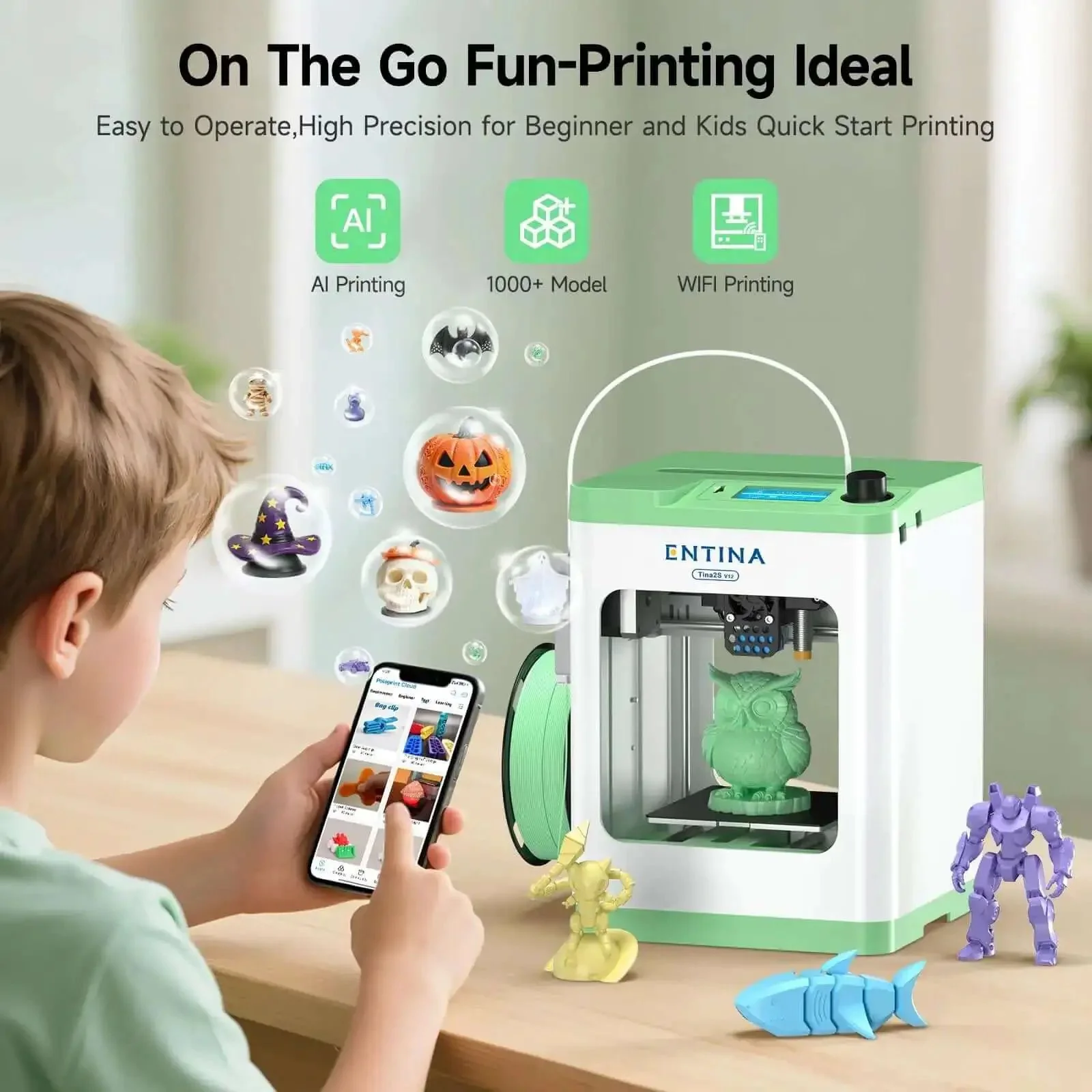 Tina2S 3D Printer With WiFi Cloud Printing, Fully Assembled And Auto Leveling, Huge Library Of Models, DIY Mini 3D Printer For Beginners And Kids, High Precision 3D Printing For Home, Office And School - Image 7