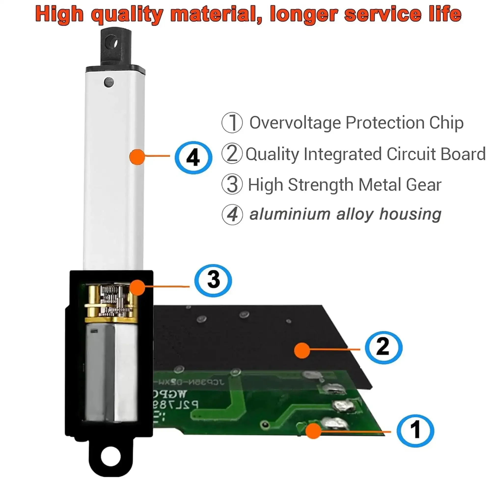 Tiny 12V 1.2 Inch Stroke Electric Linear Actuator With 60N Load 15 mm Per Second Speed IP54 Waterproof Switch And Mounting Bracket Ideal For Pet Doors And Small Equipment Aluminum Alloy Housing - Image 4
