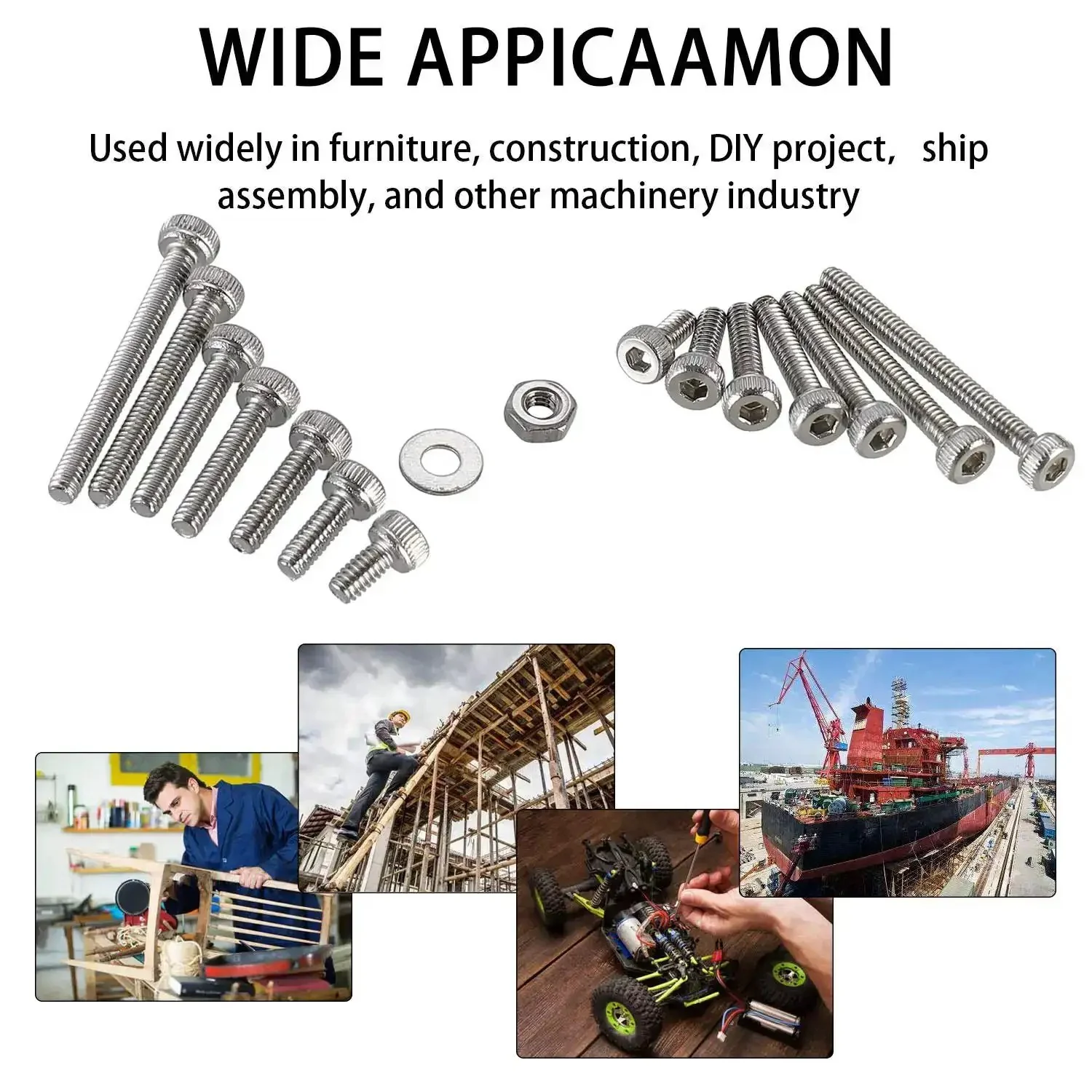 Tiny Hex Socket Head Cap Screws Kit With Nuts And Washers, 304 Stainless Steel Micro Allen Machine Screws M2 X 4/6/8/10/12/16/20mm, Fully Threaded 0.4mm Pitch, Includes Hex Wrench, Rust Resistant For Harsh Environments - Image 3