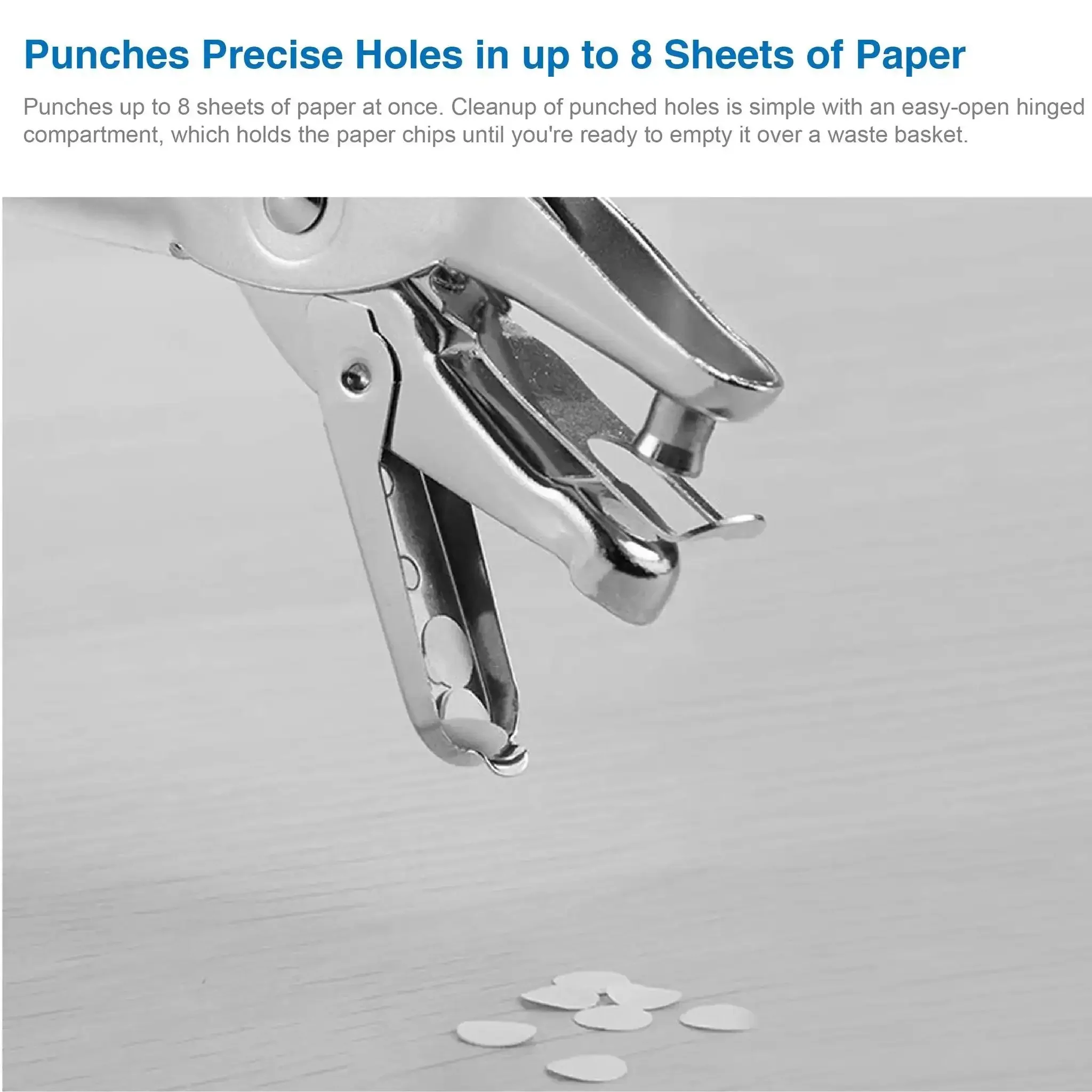 Tiny One Eighth Inch Circle Hole Paper Punch, Compact Handheld Metal Puncher With Eight Sheet Capacity For Tags And Clothing Tickets, Anti Rust Construction, Grippy Handle, Durable Small Punch - Image 4