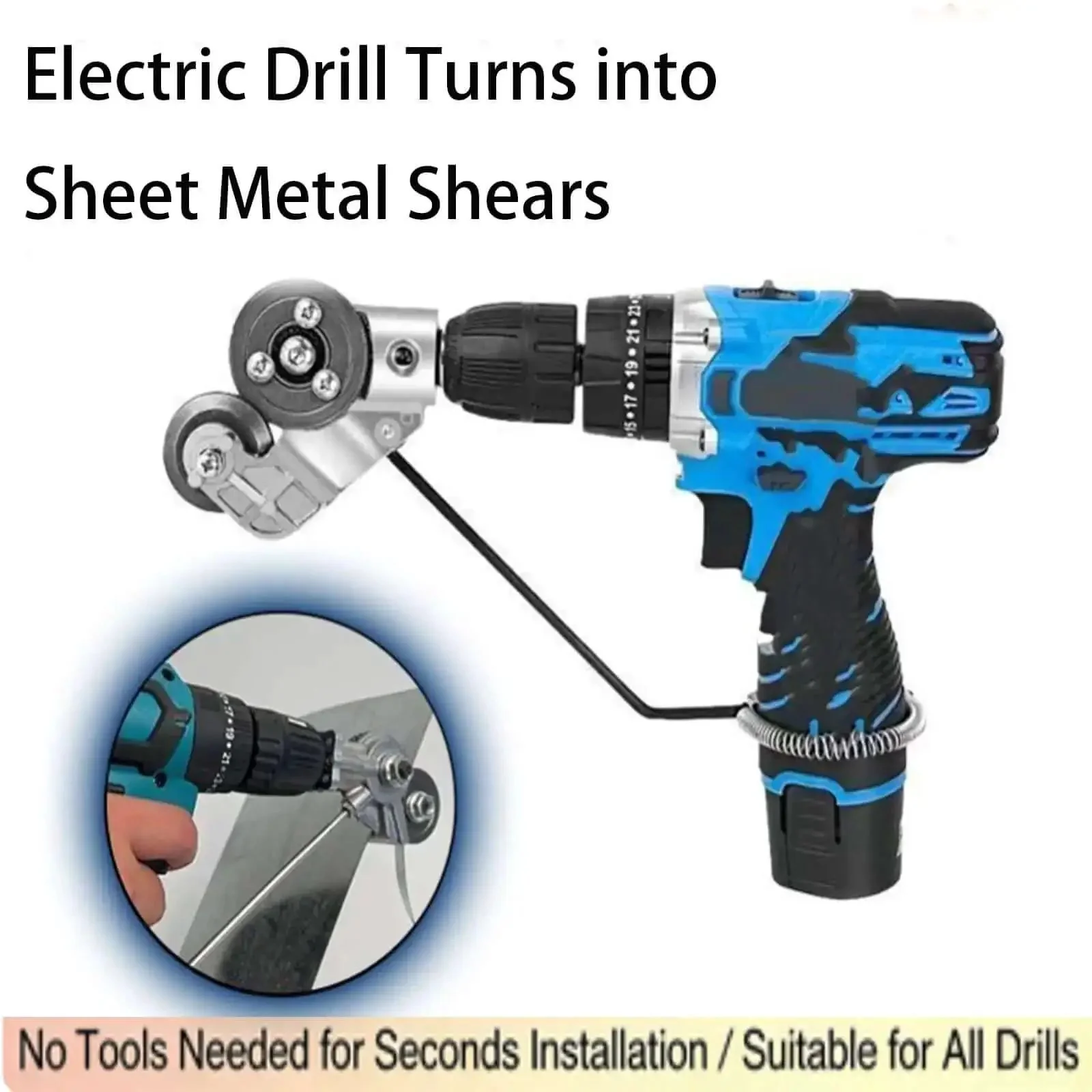 Titanium Drill Nibbler Attachment For Beast Mode Fast Sheet Metal Cutting And Vinyl Slitting Multi Metal Cutter Drill Attachment For Iron Steel Aluminum Copper And More - Image 5