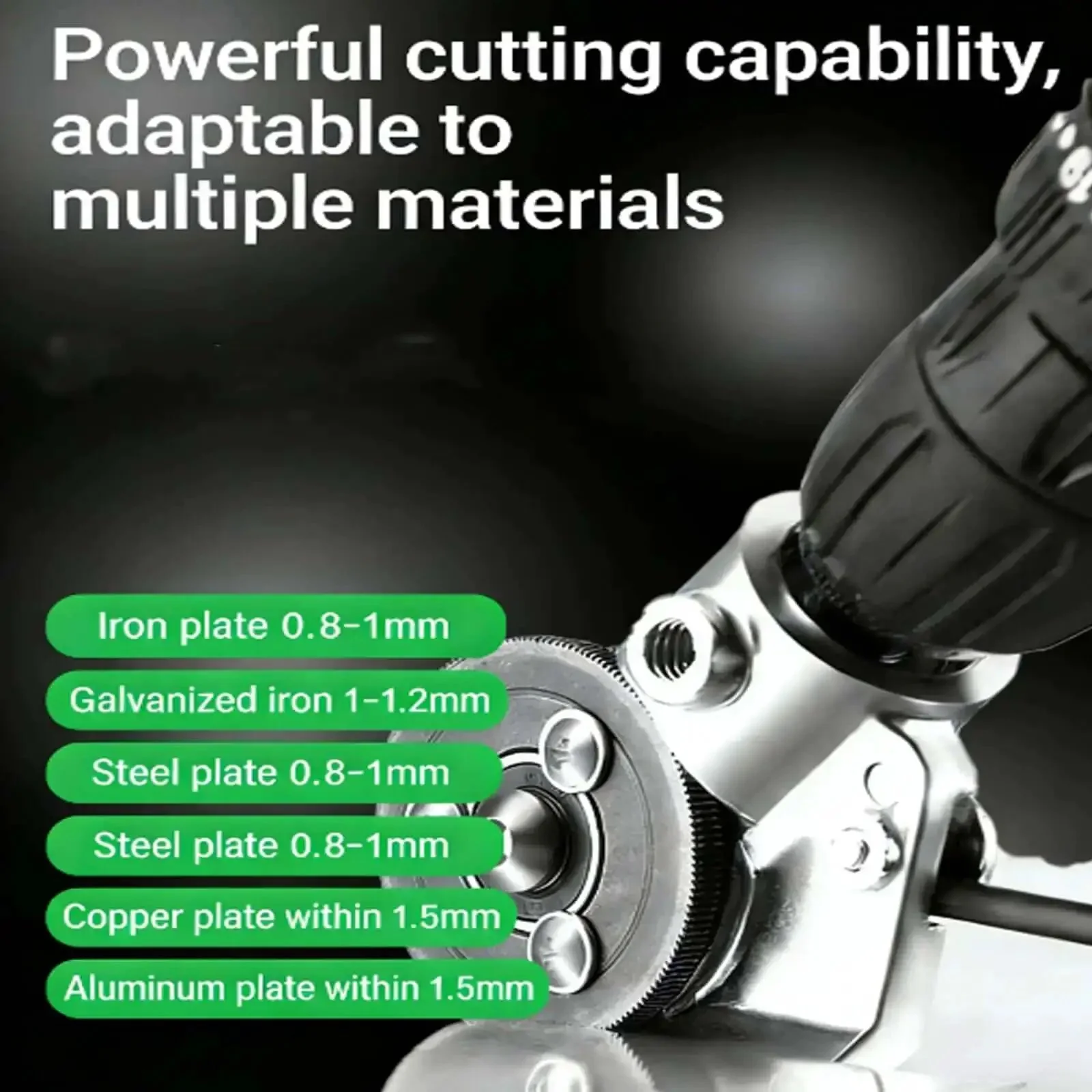 Titanium Drill Nibbler Attachment For Beast Mode Fast Sheet Metal Cutting And Vinyl Slitting Multi Metal Cutter Drill Attachment For Iron Steel Aluminum Copper And More - Image 6