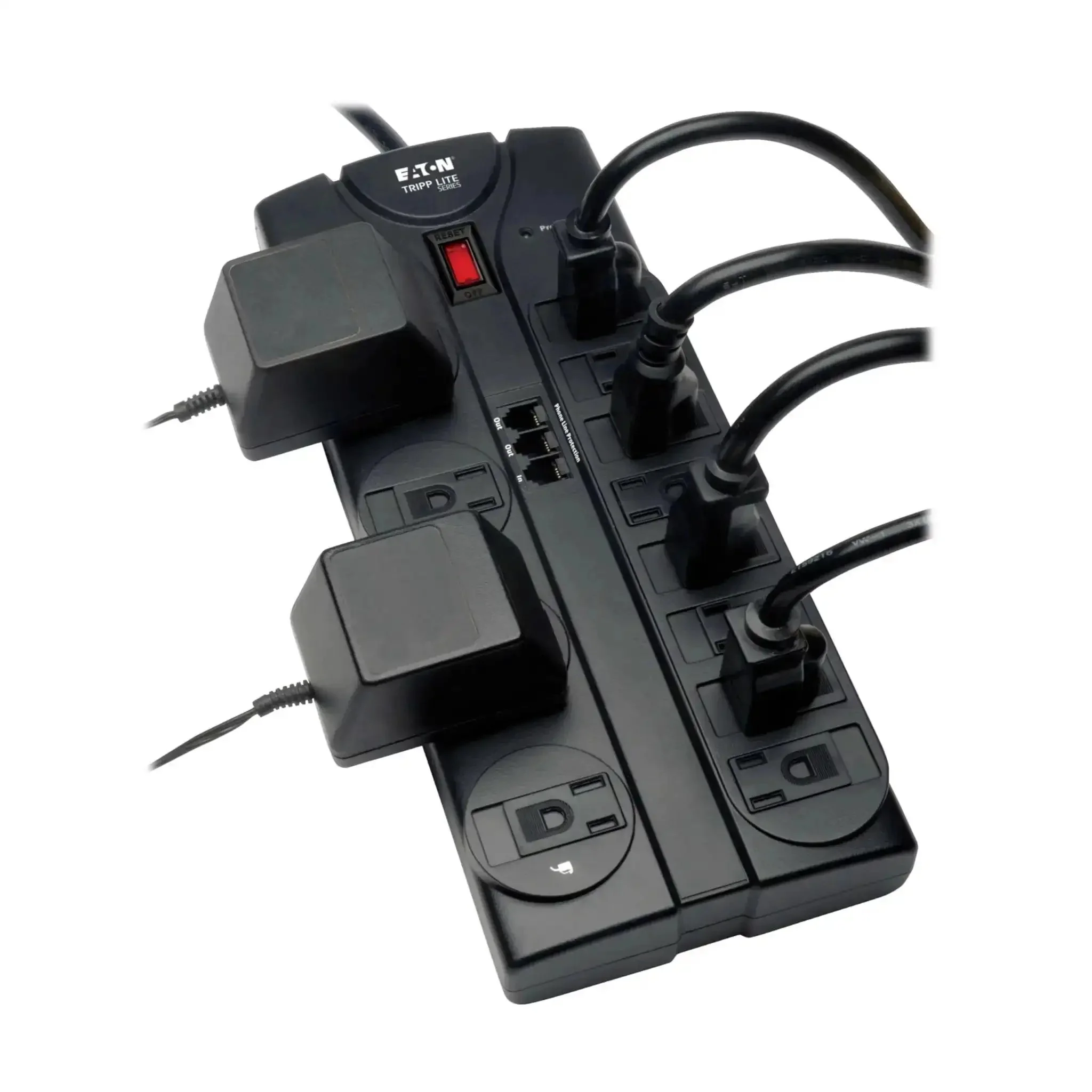 TLP1208TEL Home Theater Surge Protector Power Strip With 12 Outlets, Flat Plug, 8ft Extension Cord, 2160 Joules Of Surge Protection, Bulky Transformer Friendly Sockets And RJ11 Phone Line Protection For Landline - Image 11