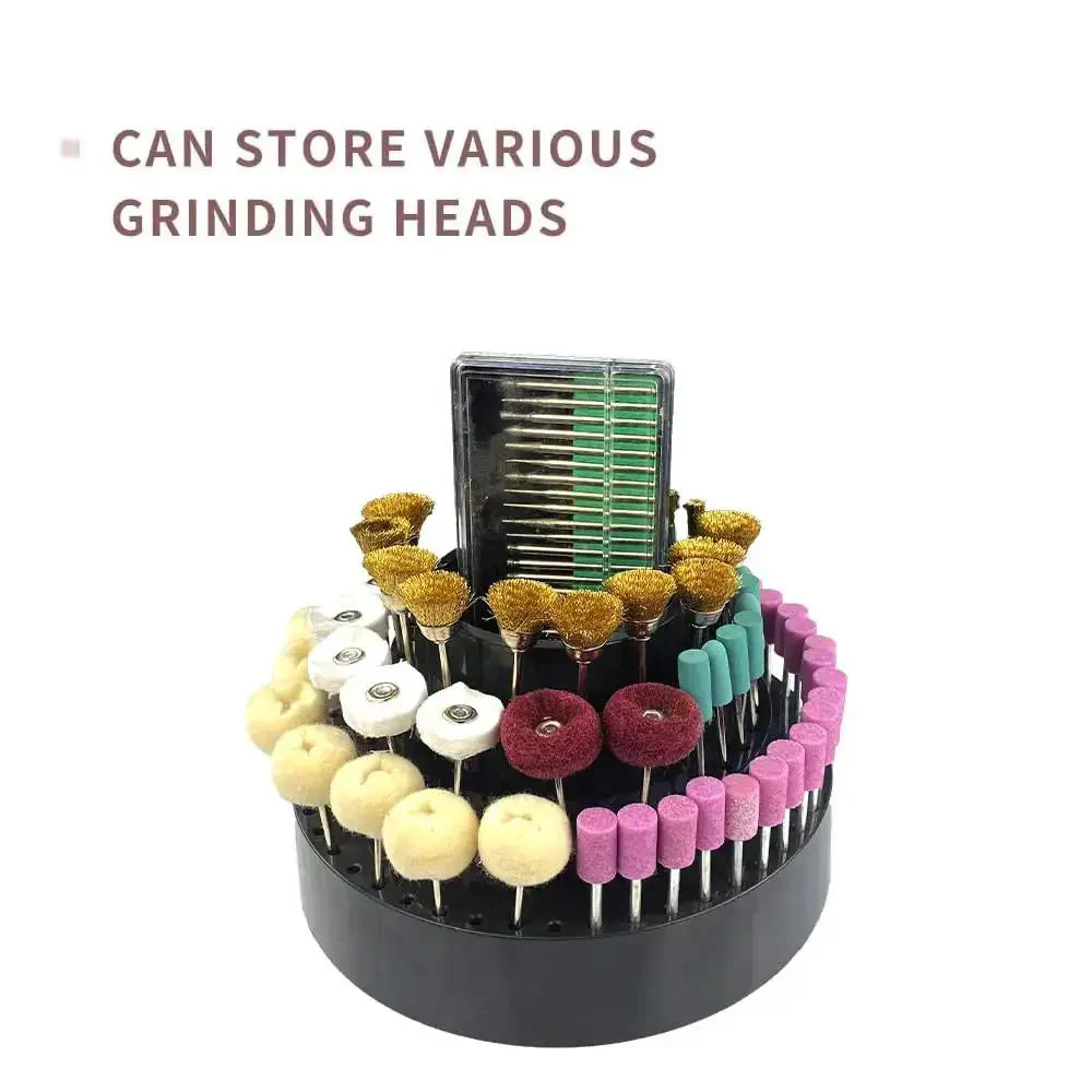 Tool Bit Holder And Mandrel Kit For Drill Bench, Polishing Buffing Wheel Set, Organizes Up To 116 Burs With A Center Cup, Keeps Your Workbench Clean And Neat, 6.7 Inch Square Tray, 65mm Cup, 80mm Deep, Small Tools 2.35 To 3mm Fit - Image 6