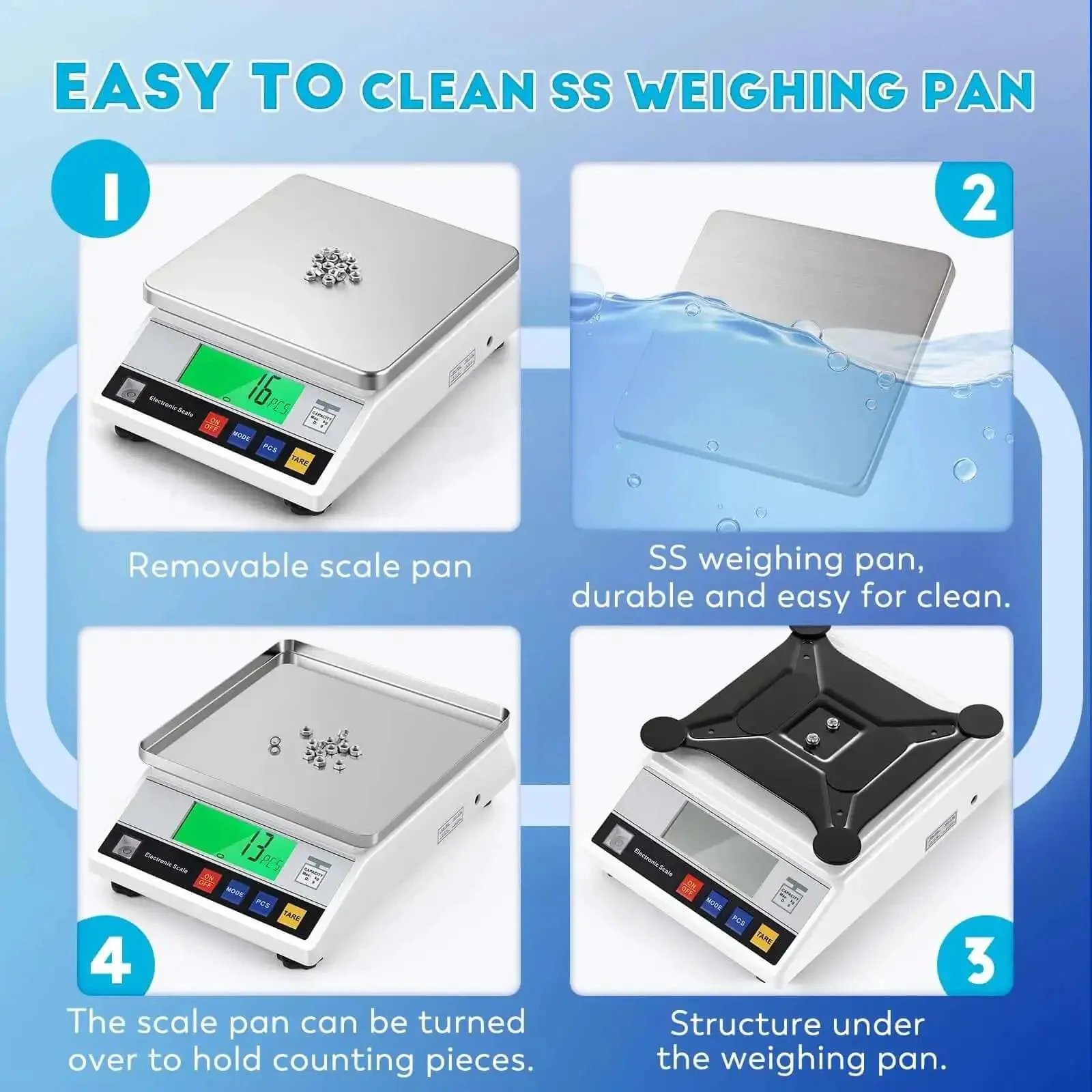 Top Notch Digital Lab Scale 10kg Capacity With 0.1g Precision, Fast Readout For Weighing And Counting, Industrial Grade Balance, Unit Conversion, Built In High Sensitivity Sensor And Leveling Feet - Image 4