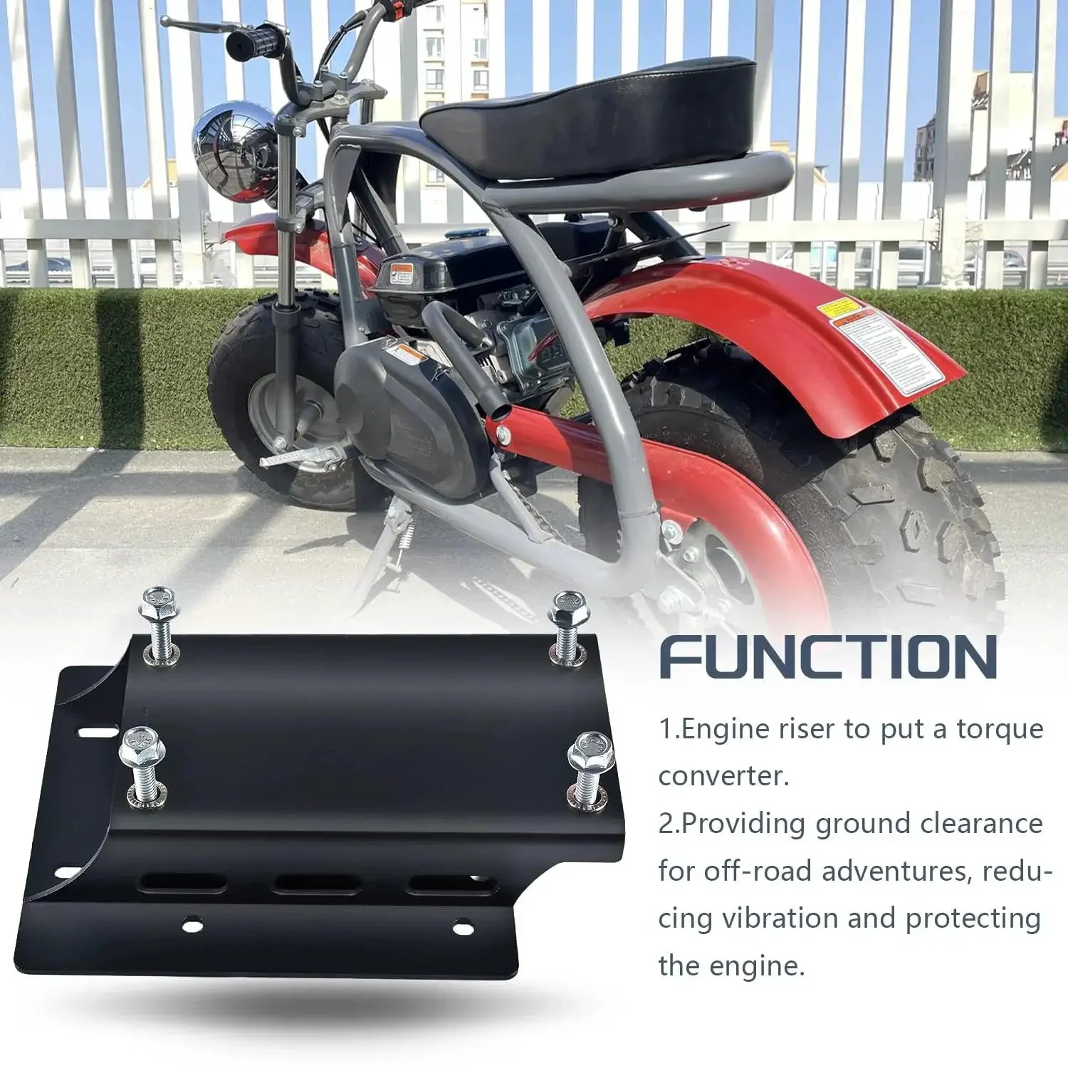 Torque Converter Motor Riser Plate For Coleman Mini Bikes With 196cc And 212cc Engines Adds One And Three Quarter Inch Lift For Extra Ground Clearance Fits CT200U BT200X And CT200U EX Mini Bikes For Off Road Ready Adventures - Image 3