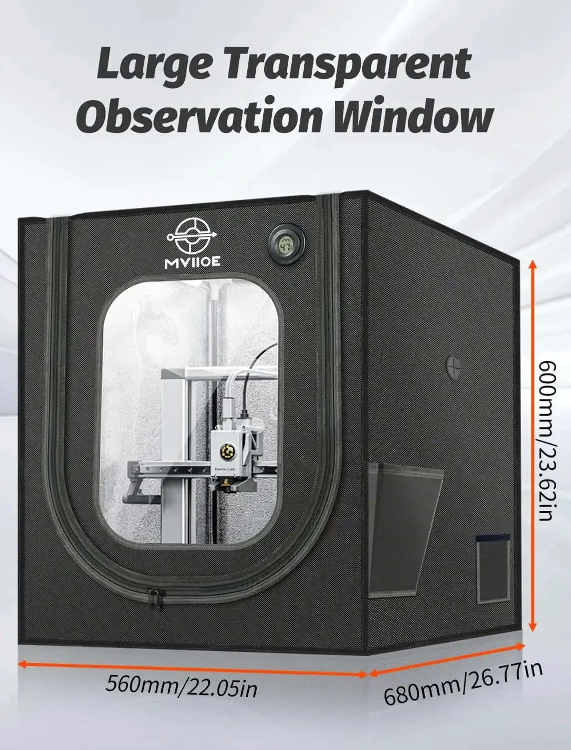 Tough As Nails 3D Printer Enclosure With LED Light For A1 And A1 Mini Fireproof Waterproof Dustproof Tent Noise Reduction Constant Temperature Shield 560x600x680MM Keeps Prints Precise And Warp Free - Image 7