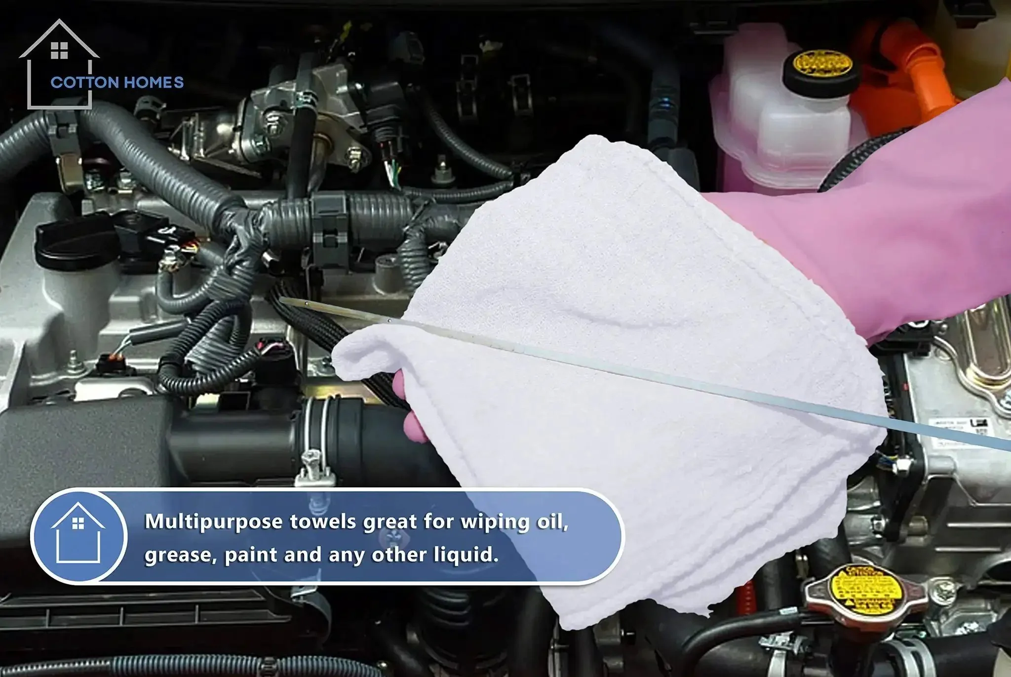 Tough As Nails Cotton Shop Towels 12x14 Inches Pack Of 50 Plus 5 Bonus Reusable Cleaning Rags 100 Percent Cotton Absorbent For Garage Kitchen Auto Painting And Bar Use - Image 5