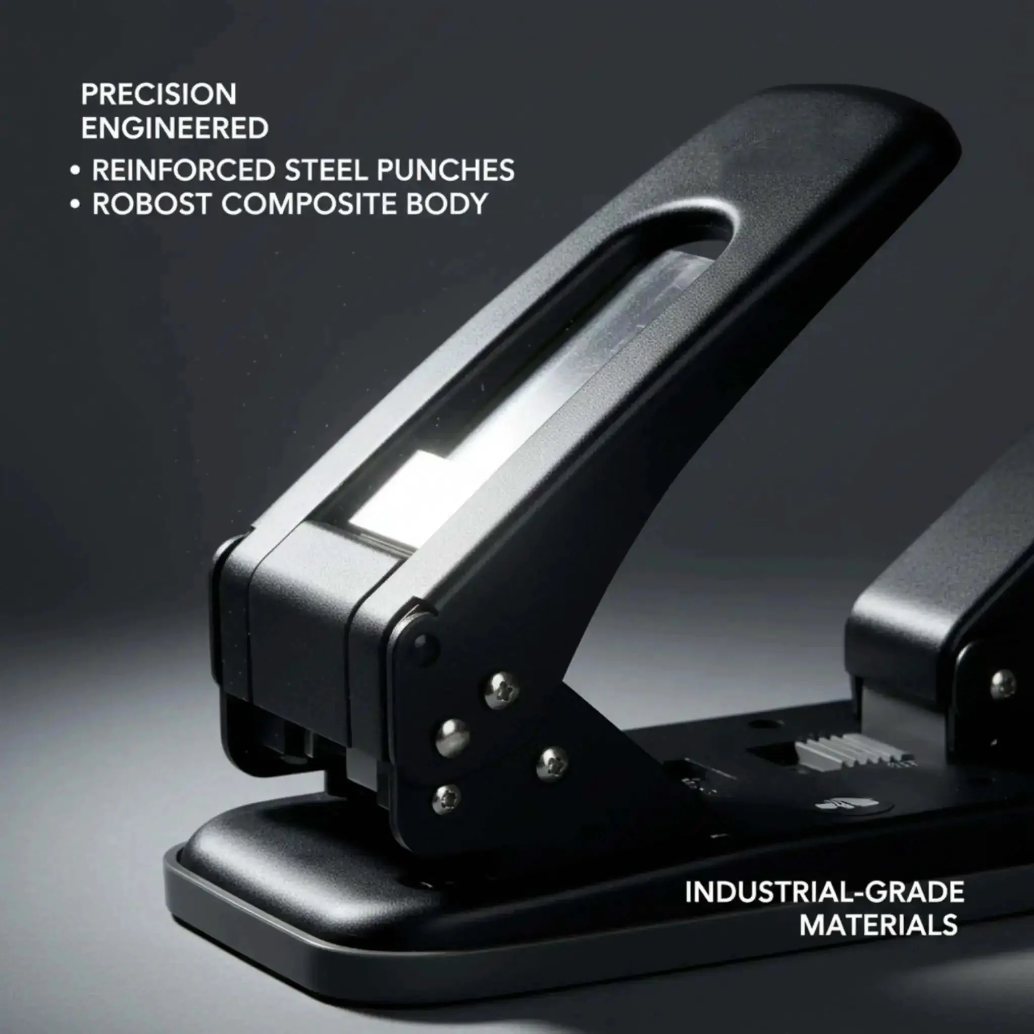 Tough As Nails Heavy Duty 2 Hole Punch For Office, School, And Home, 100 Sheets Capacity, 80mm Hole Spacing, 8mm Hole Diameter, Portable Paper Punch In Black, Rugged 2 Hole Puncher For Filing, Binders, And Everyday Tasks - Image 2