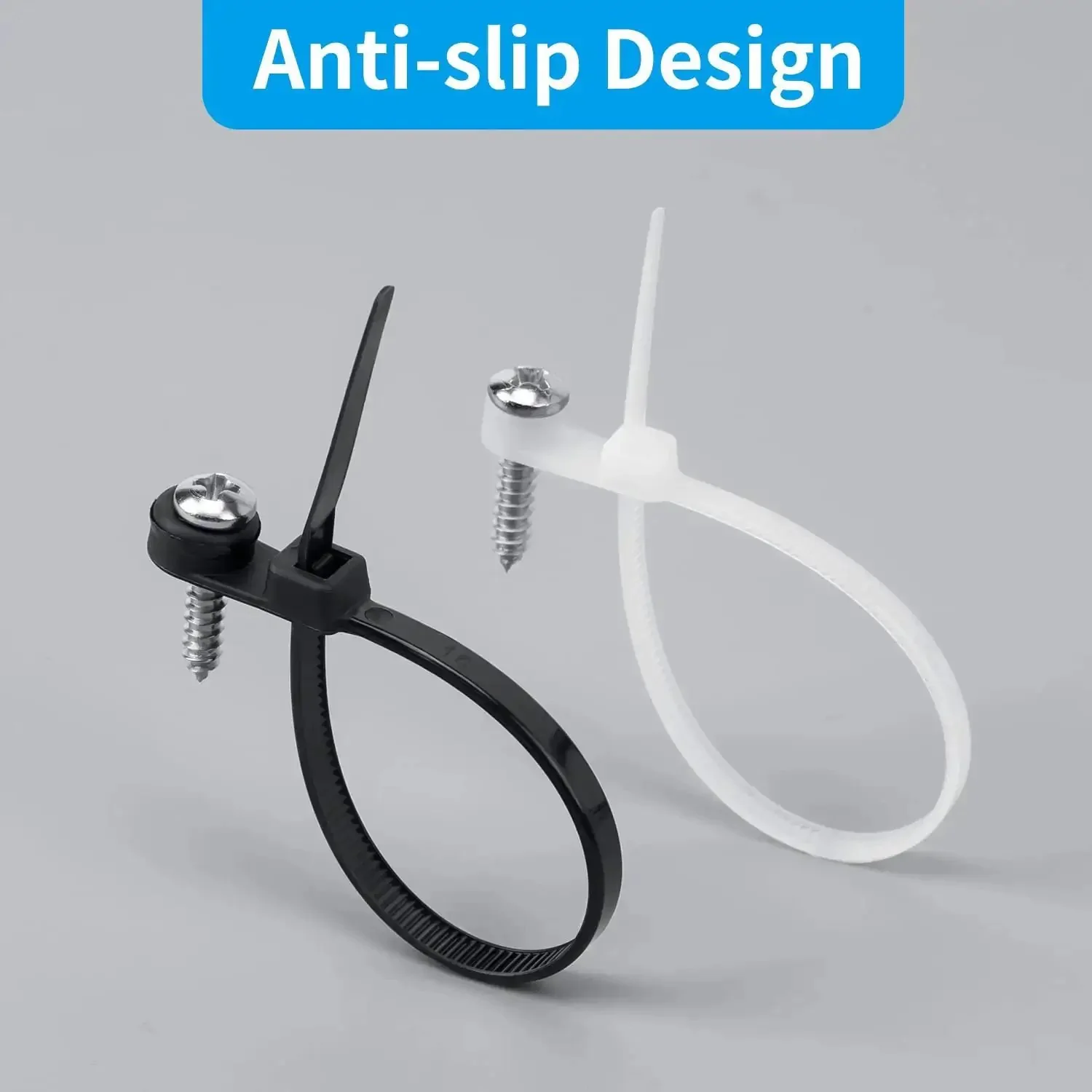 Tough As Nails Heavy Duty Zip Ties With Mounting Head And Screw Hole, 7.5 Inch, 75 Lbs Load, 110 Pack Nylon Cable Ties For Indoor Outdoor Use, Multipurpose Mountable Cable Ties For Cables, Ducts, Power Lines, And More - Image 4