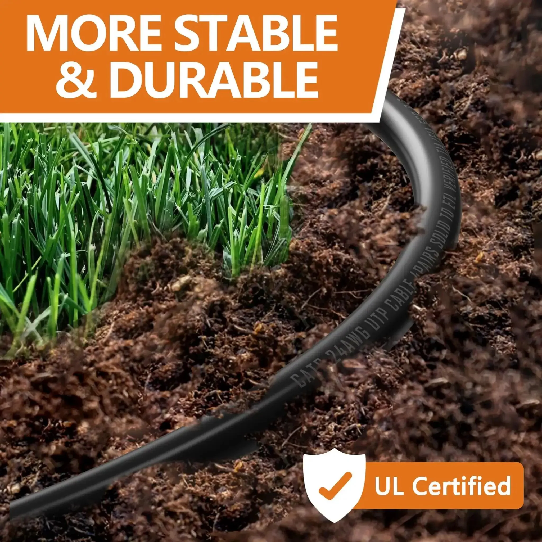 Tough As Nails Outdoor 50 Ft Cat6 Cat5E Ethernet Cable 24AWG Direct Burial Waterproof UV Resistant High Speed Snagless RJ45 LAN Cord For PoE Modem Router Indoor Outdoor Black - Image 6
