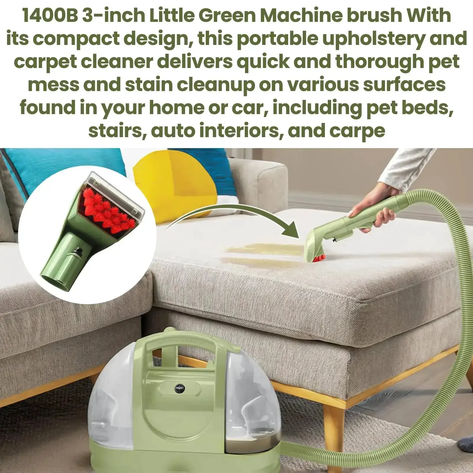 Tough Stain Brush Tool Replacement For Little Green Machine Fits Portable Carpet And Upholstery Cleaners Compatible With 4075 2513E And Other Similar Models Must Have For Messy Spills - Image 5