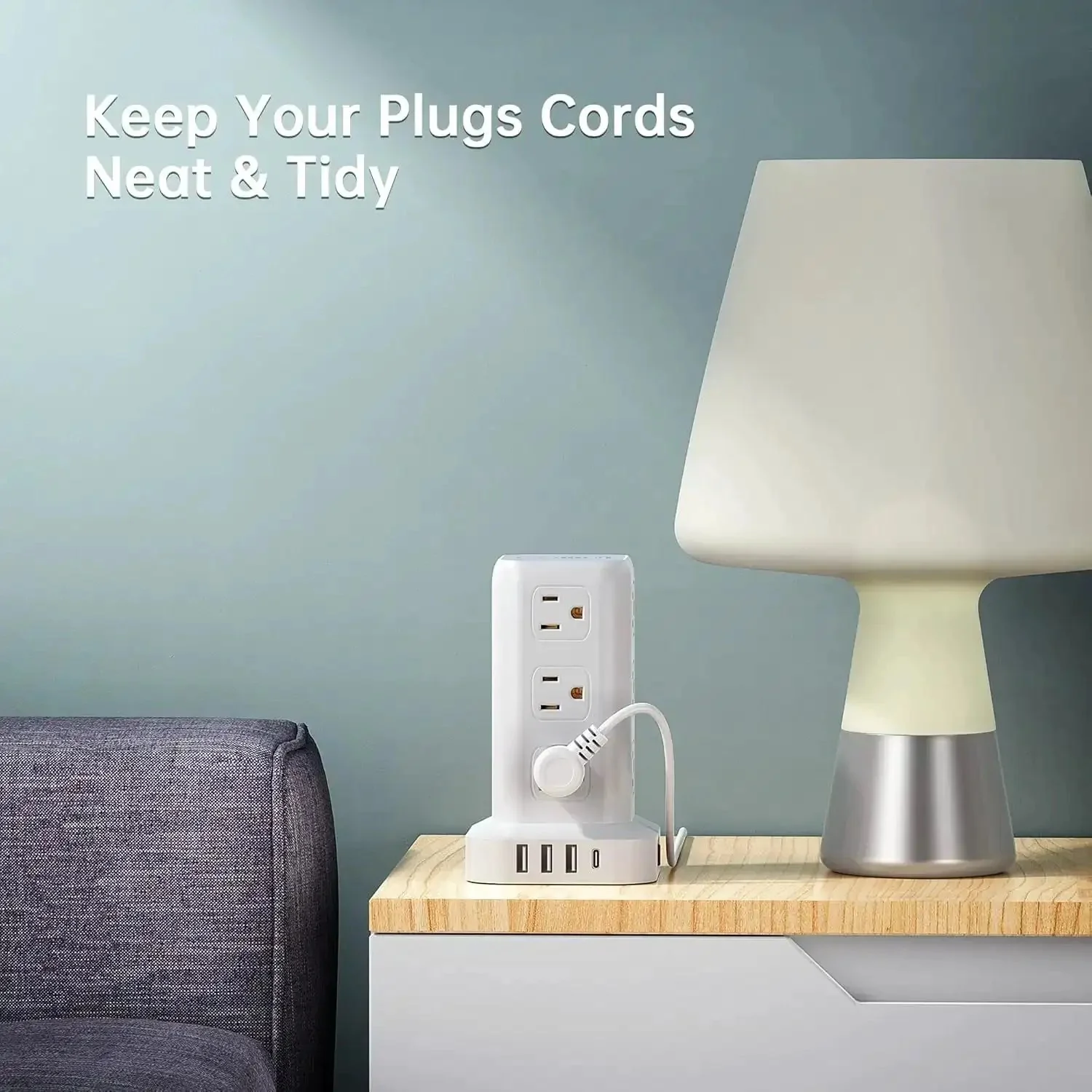 Tower Surge Protector Power Strip With 12 Outlets 4 USB Ports Including USB C 6.5 Foot Extension Cord 16 In 1 Charging Station 1200 Joules Surge Protection Built In Circuit Breaker Your Desk Ready Workhorse Charging Hub - Image 2
