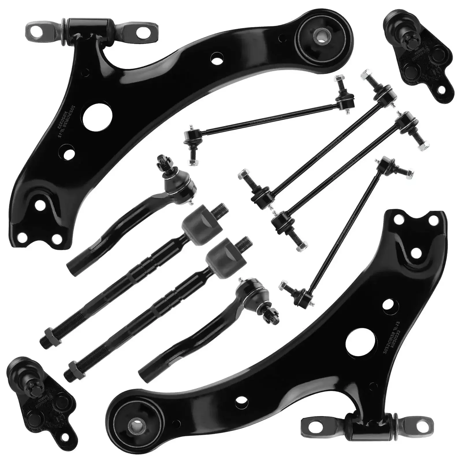 Toyota Camry 12 Piece Front Lower Control Arm Kit With Ball Joints And Tie Rod Ends For 2007 2011 USA Built Models Beefed Up Front Suspension Replacement Including Inner And Outer Tie Rod Ends And Stabilizer