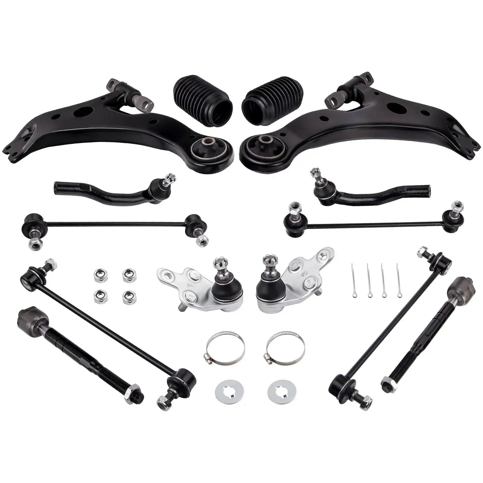 Toyota Camry Front Lower Control Arm Kit 2007 2008 2009 2010 2011 With Ball Joints Sway Bar End Links Tie Rod End Link Boots 14 Piece Suspension Kit Bolt On Ready To Install