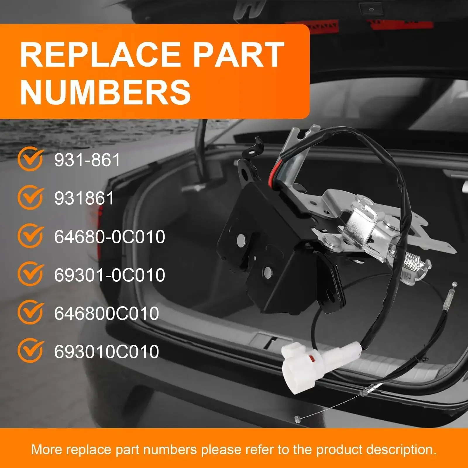 Toyota Sequoia 2001 2007 Liftgate Lock Actuator Replacement Tailgate Trunk Latch Plug And Play Cable Included Rear Hatch Lock Assembly 4.7L V8 Direct Fit OE Style 931-861 64680-0C010 69301-0C010 - Image 6