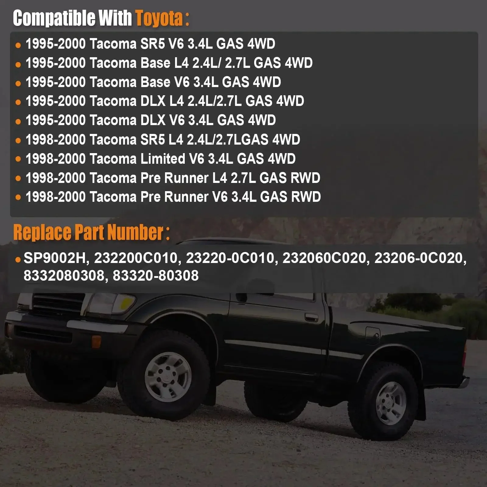 Toyota Tacoma Fuel Pump Assembly For 1995 To 2000 4WD Fits Base DLX SR5 Limited Pre Runner V6 3.4L And 2.4L And 2.7L Gas Sending Unit SP9002H 8332080308 Replacement Kit For Quick Drop In Fuel Delivery - Image 9