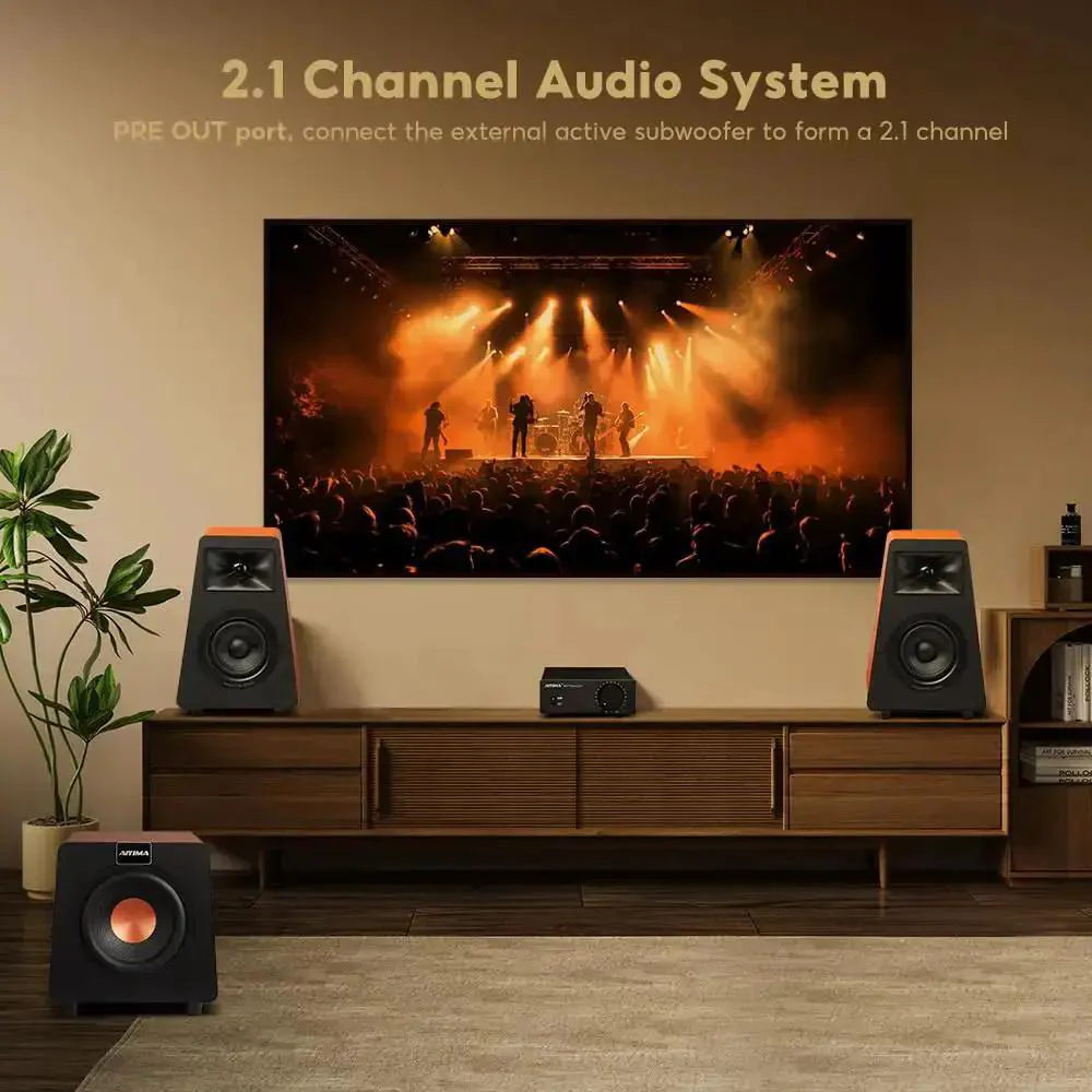TPA3255 Class D Stereo Amplifier 300W Per Channel X2 HiFi Beefy Power Amp For Desktop Or Bookshelf Speakers With NE5532 Pre-Out Ultra Quiet Cool Running Low Distortion Includes DC32V 5A Power Adapter Simple Setup For Home Audio System - Image 7
