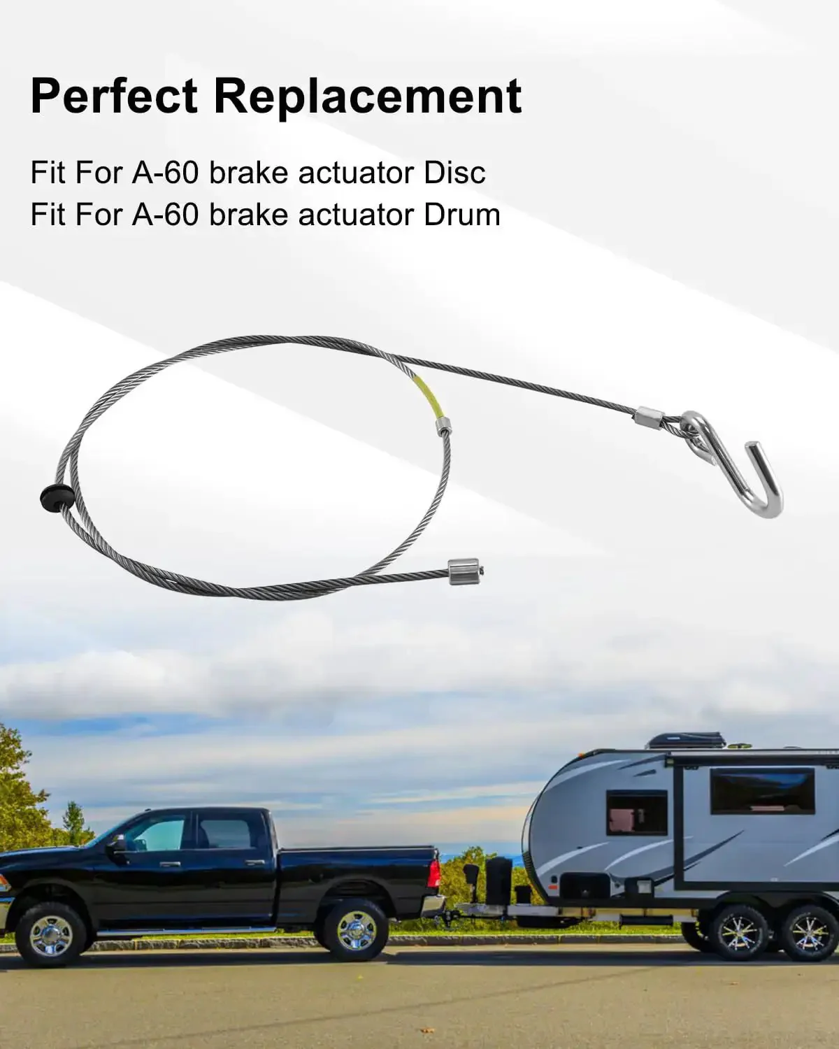 Trailer Breakaway Cable Assembly For A-60 Brake Actuator Disc And Drum, 17 Inch Effective Length And 40 Inch Total, Built Tough Breakaway Safety Cable Kit Replacement 34370 32264K 071-195-00 - Image 3