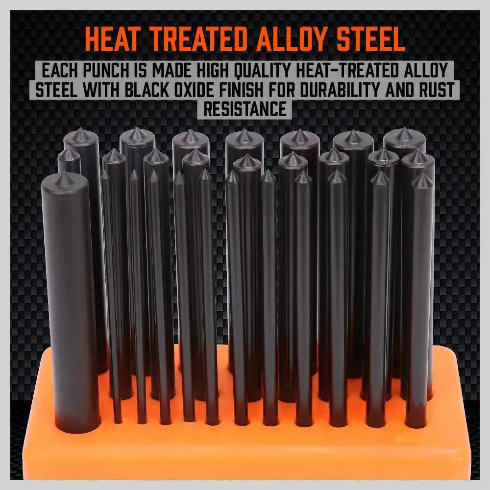 Transfer Punch Set 28-Piece, 3/32 Inch To 1/2 Inch, Heat Treated Alloy Steel Forging For Pro Grade Durability, Rust Resistant Black Oxide Finish, Includes Easy View Index Stand For Quick Tool Organization And Accurate Marking - Image 4