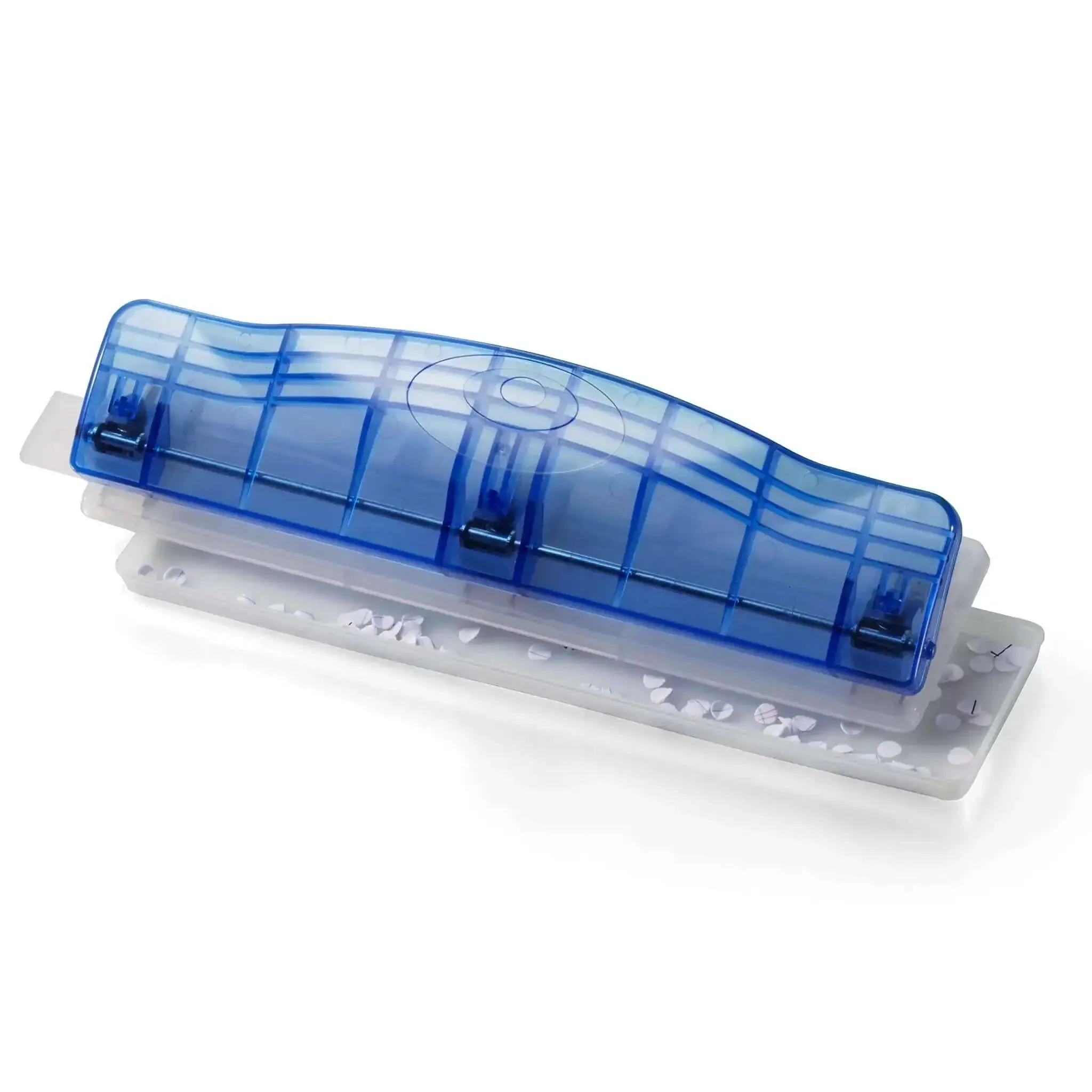 Translucent Plastic 3 Hole Punch With 8 Sheet Capacity For Quick Office Paper Punching In Red Blue And Green Assorted Colors Dope Desk Organizer For School And Home - Image 3