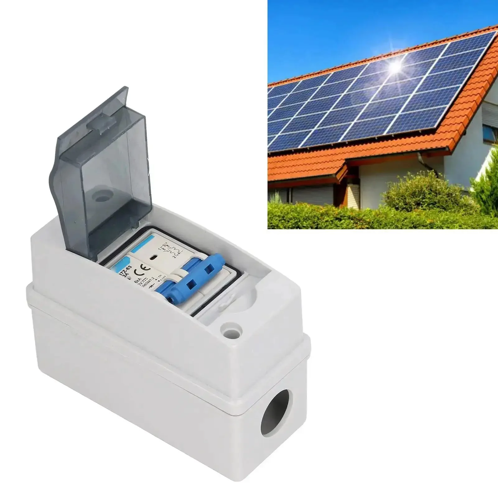 Transparent Cover DC Miniature Circuit Breaker for Solar PV System, 63A 1000V Isolator Disconnect Switch, IP65 Solar Panel Breaker, Easy At-A-Glance Status Monitoring for Home, RV and Off-Grid Setups - Image 6