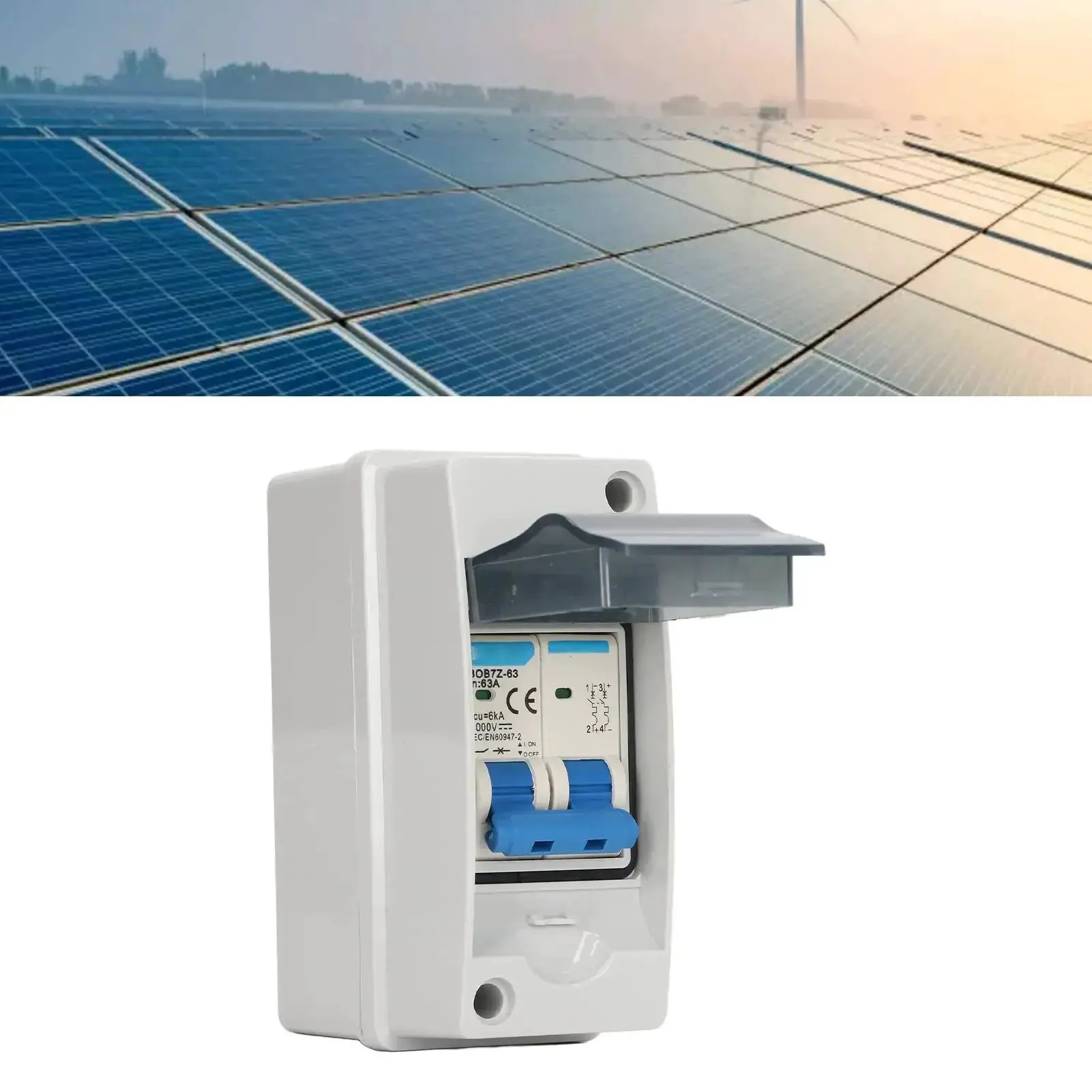 Transparent Cover DC Miniature Circuit Breaker for Solar PV System, 63A 1000V Isolator Disconnect Switch, IP65 Solar Panel Breaker, Easy At-A-Glance Status Monitoring for Home, RV and Off-Grid Setups - Image 9