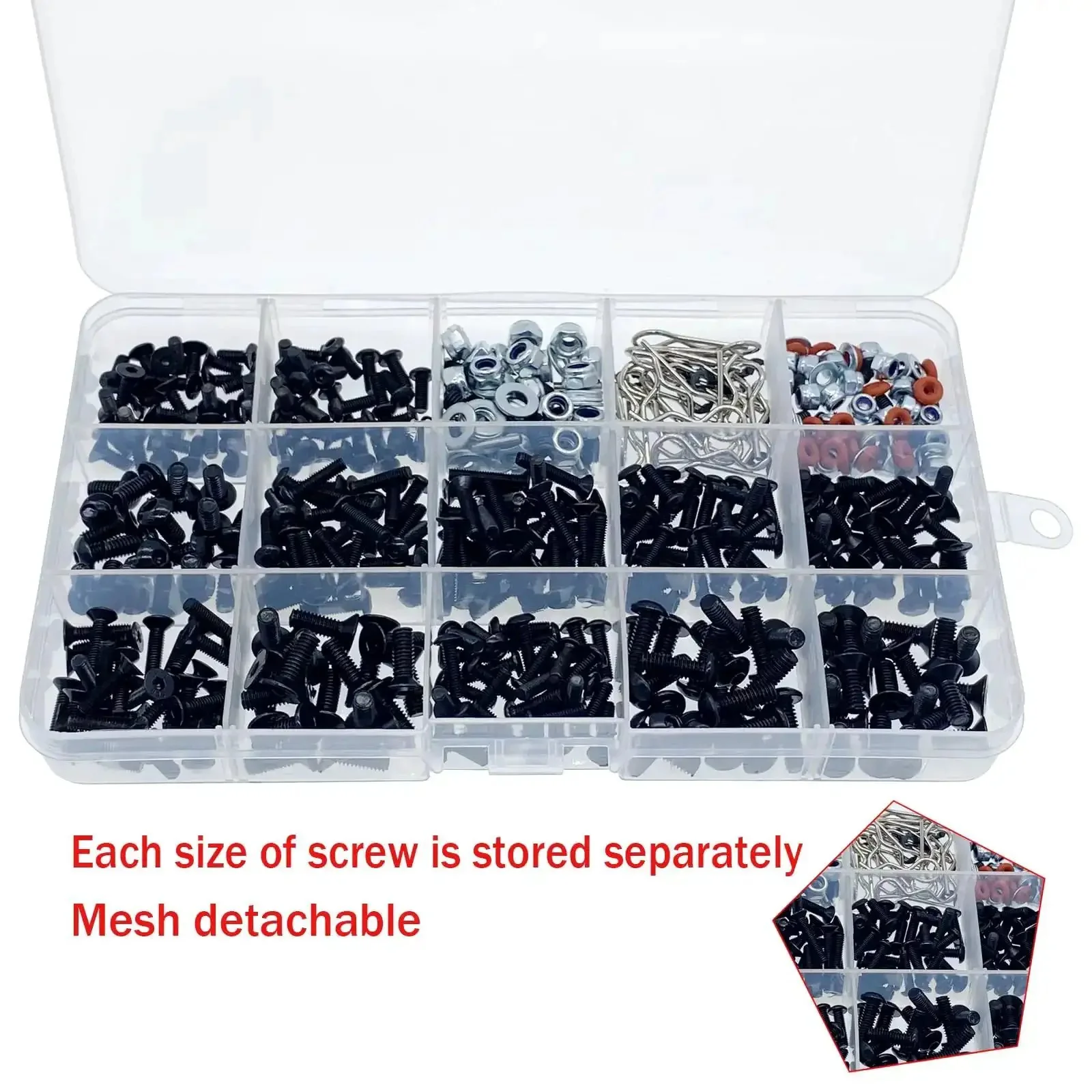 Traxxas Compatible 520 Piece Universal RC Screw Kit Screws Assortment Set All In One Durable Metal Build Gear Up For Arrma Redcat HPI Axial SCX10 Losi 1/8 1/10 1/12 1/16 Scale RC Cars Trucks Crawlers - Image 3