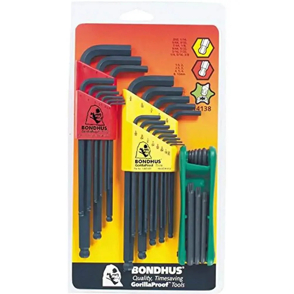 Triple Pack Balldriver L-Wrench Set And Fold-Up Star Driver Kit Including Balldriver 10937 0.050-3/8 Inch And 10999 1.5-10mm Plus GorillaGrip Star Fold-Up 12634 T9-T40 Pro Grade Tools With Lifetime Guarantee