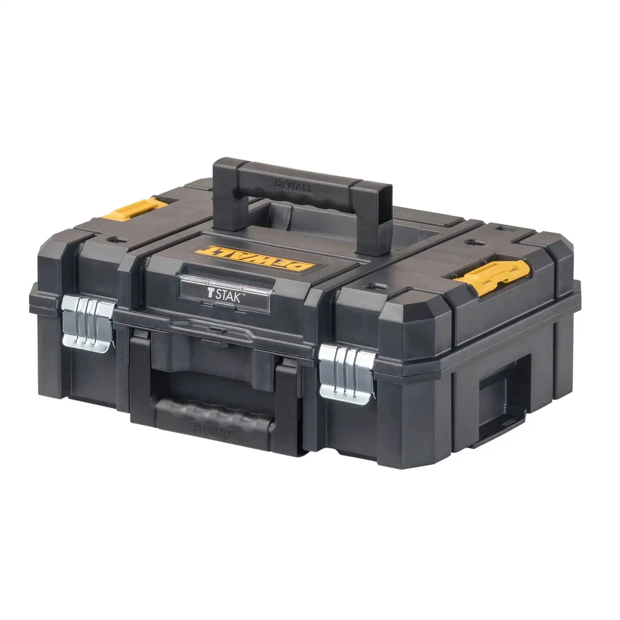 TSTAK II Flat Top Tool Box With Flexible Stacking Platforms And Holds Up To 66 Lbs Heavy Duty Metal Latches Bi Material Handle Interlocking Tool Storage Case For On The Go Organization 13 Inch