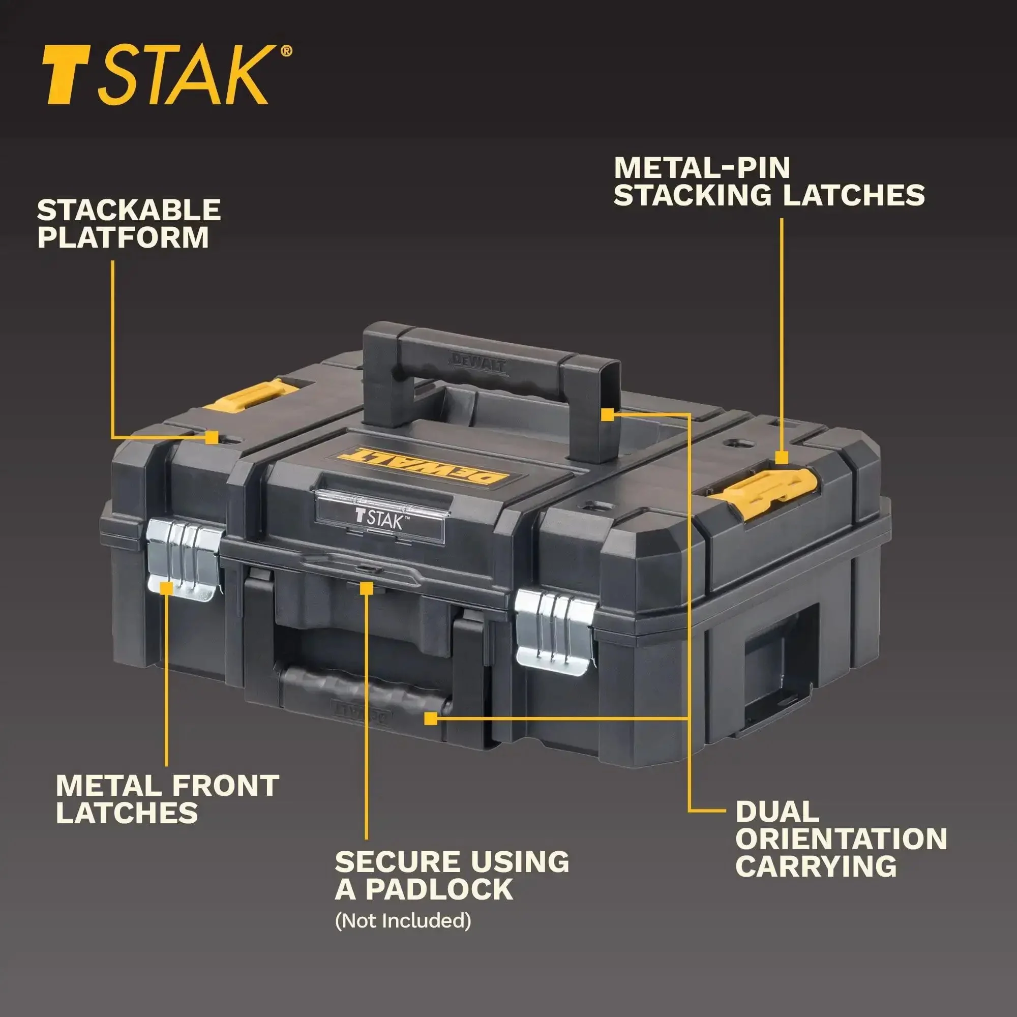 TSTAK II Flat Top Tool Box With Flexible Stacking Platforms And Holds Up To 66 Lbs Heavy Duty Metal Latches Bi Material Handle Interlocking Tool Storage Case For On The Go Organization 13 Inch - Image 10
