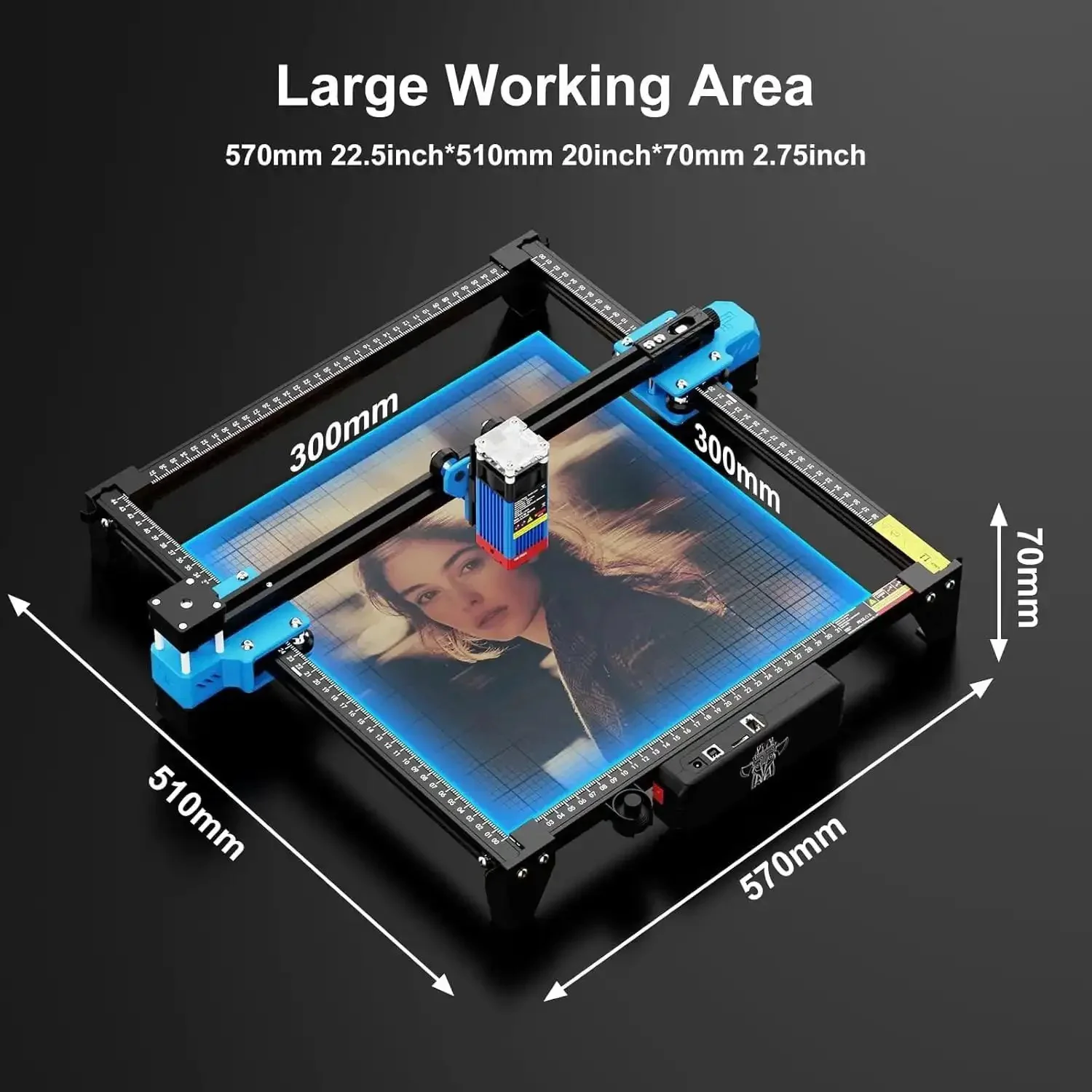 TTS-55 Pro Laser Engraver 5.5W DIY Laser Cutter With Air Assist, 30000mm/Min Speed, 0.08mm Spot, Engrave Wood Metal Acrylic Glass Stainless Steel At Home Workshop - Image 2