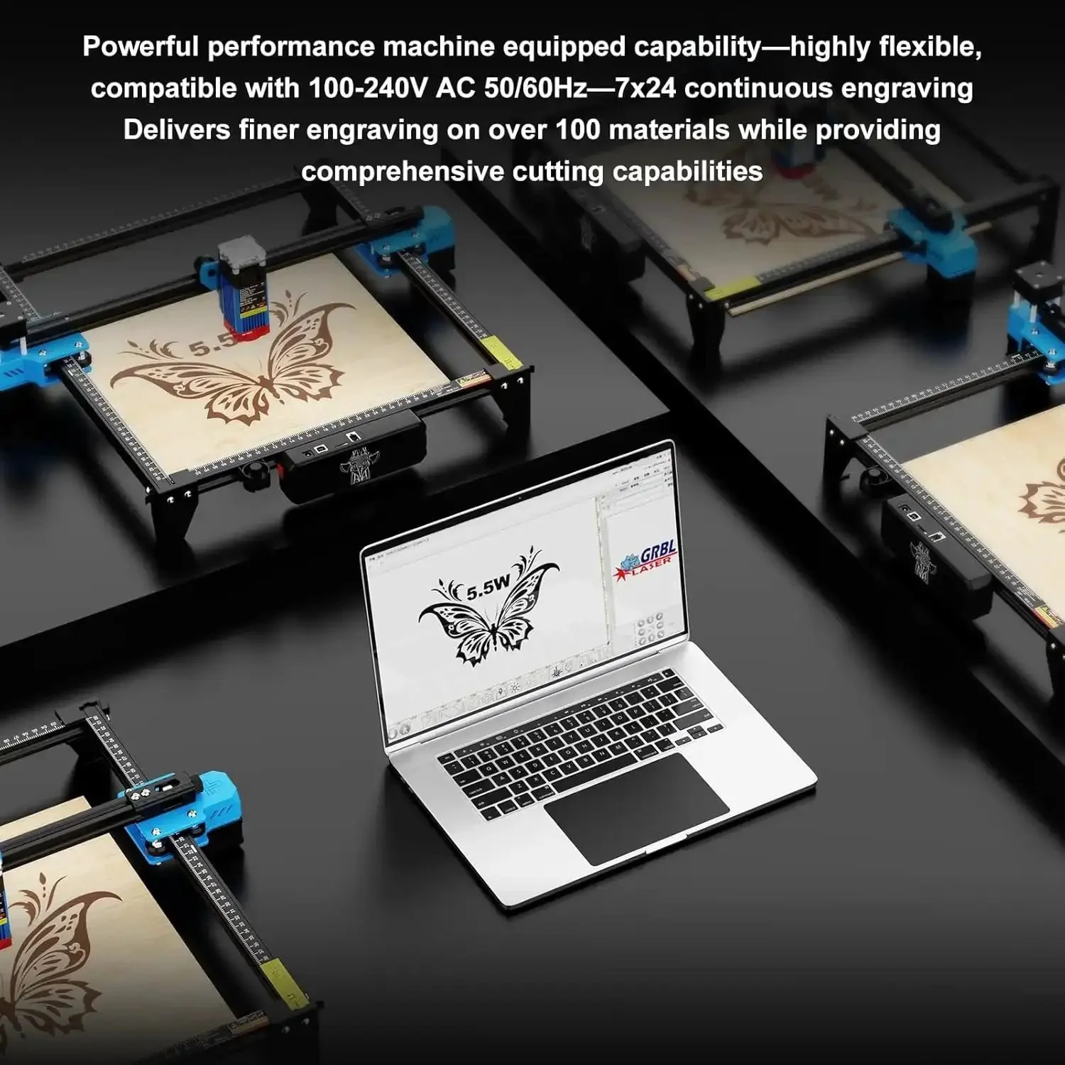 TTS-55 Pro Laser Engraver 5.5W DIY Laser Cutter With Air Assist, 30000mm/Min Speed, 0.08mm Spot, Engrave Wood Metal Acrylic Glass Stainless Steel At Home Workshop - Image 5