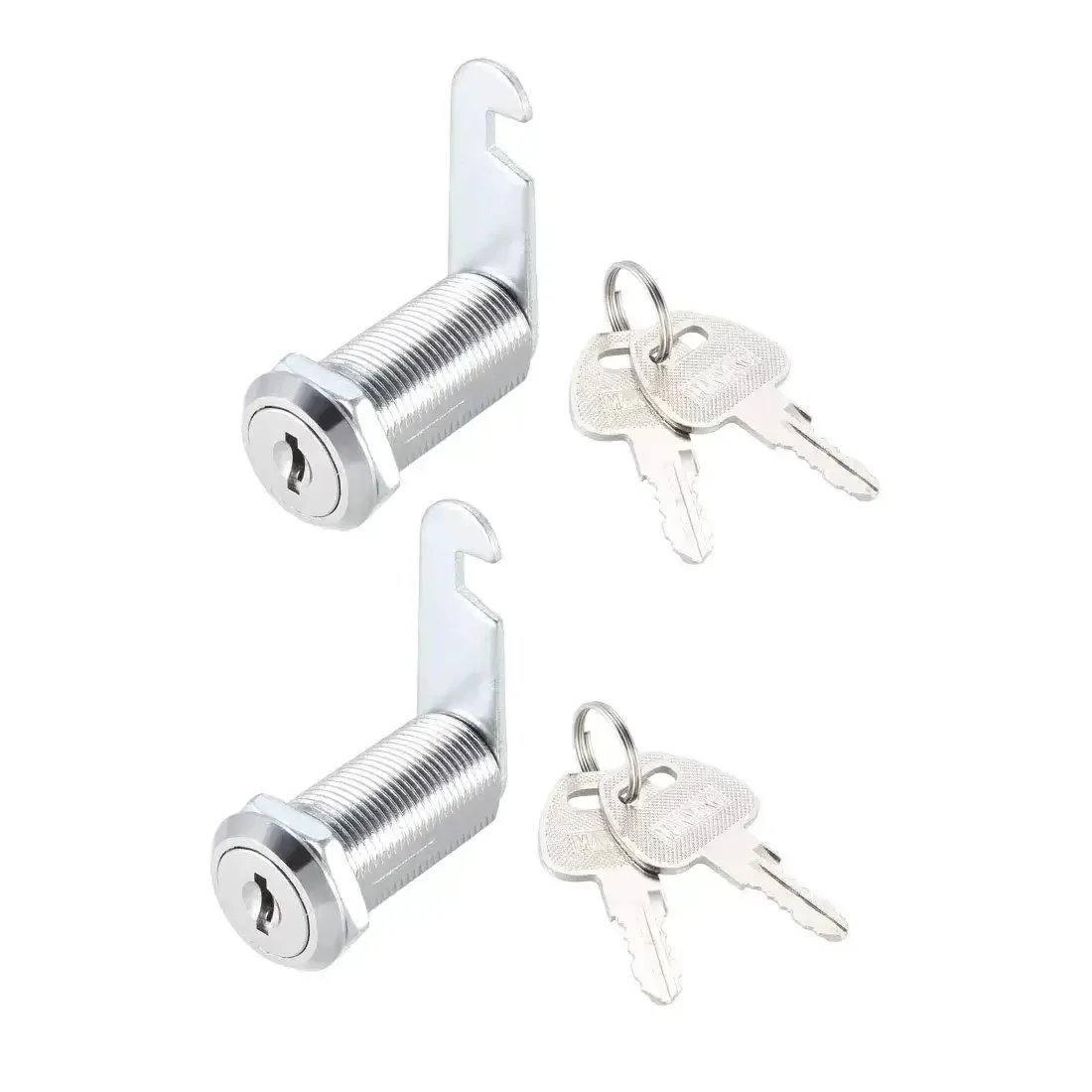 Tumbler Cam Lock Set 1-3/8 Inch Cylinder Length Fits 1-1/8 Inch Panel Thickness Keyed Different Zinc Alloy Chrome Plated Heavy Duty Cabinet And File Locks 2 Pack
