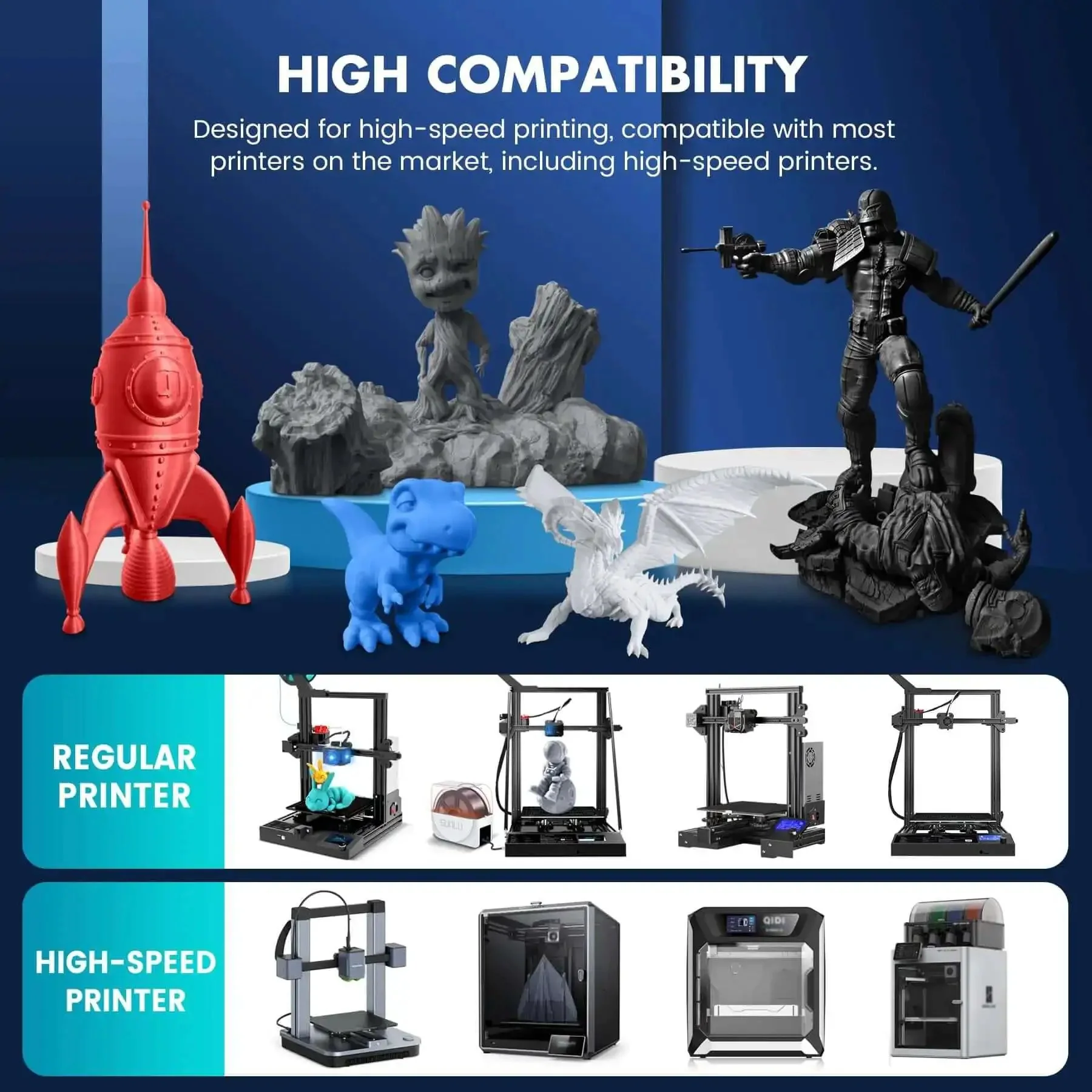 Turbocharged PLA Filament 1.75mm Pack Of 4 Spools 1Kg Each Black Color 4Kg Total Fast Printing Up To 250 Millimeters Per Second With Smooth Flow And No Jams For Rapid Prototyping - Image 2