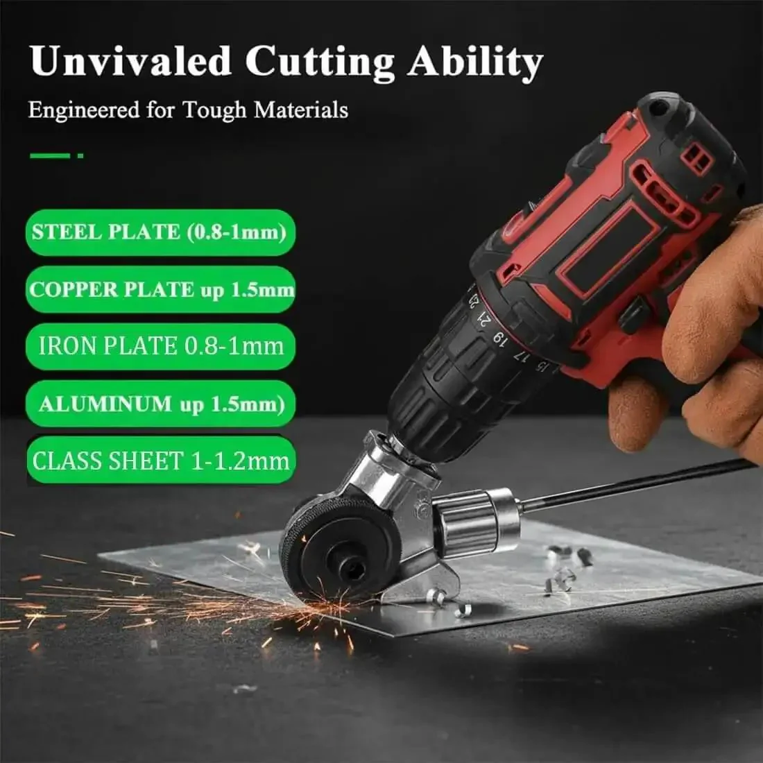 Turn Any Drill Into A Sheet Metal Cutter With This Titanium Drill Nibbler Attachment For Electric Drills Cutting Metal And Vinyl Smoothly With No Sparks Or Jagged Edges - Image 7