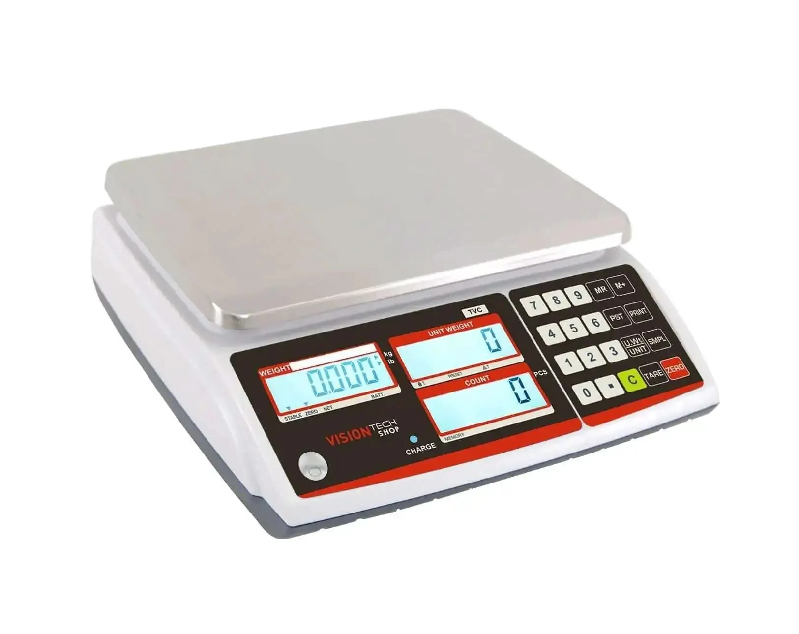 TVC-60 Built Tough Pro Grade Counting Scale For Parts And Coins With Switchable Lb/Kg, 60lb Capacity, 0.002lb Readability, Three Backlit Displays, Stainless Steel Removable Platter, Battery Or AC Adapter Power, Dust Cover Included - Image 8