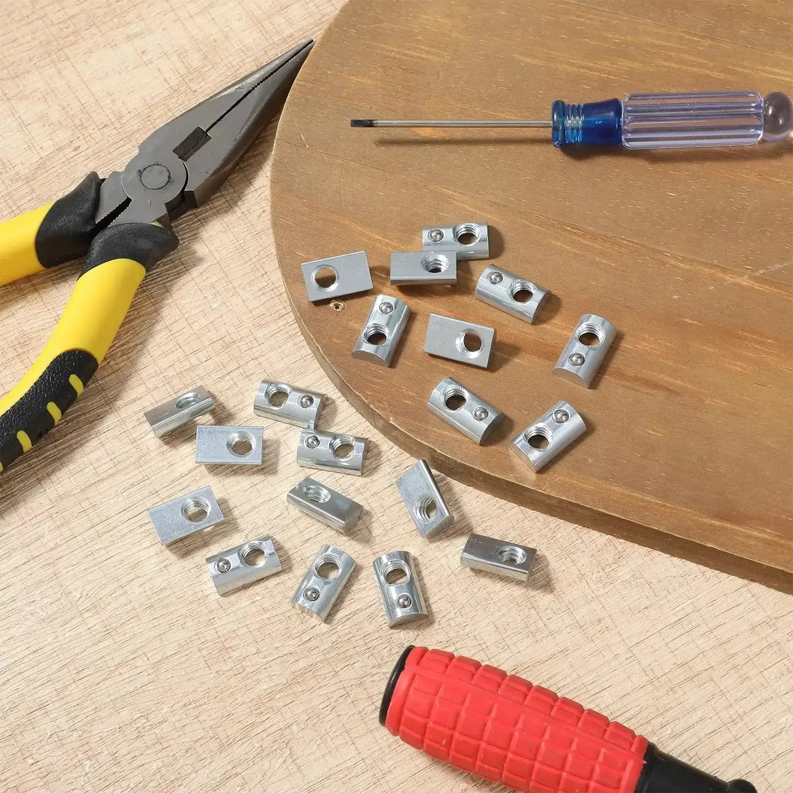Twenty Pack 1/4-20 T Slot Nuts With Ball Spring For 10 Series Aluminum Extrusion Rails Beefed Up Carbon Steel With Silver Plated Finish Easy Tightening And Solid Fit For CNC DIY Projects And Custom Woodworking - Image 3