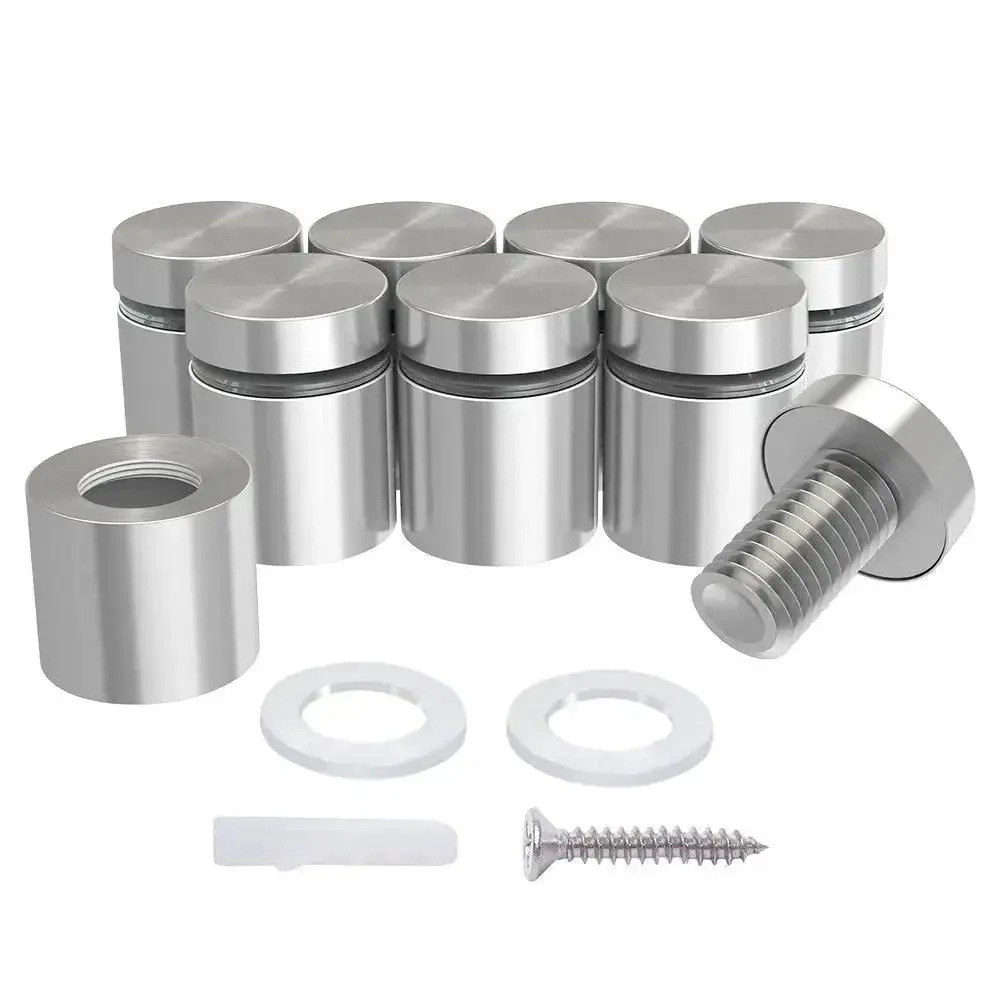 Twenty Pack Stainless Steel Standoff Screws Three Quarter Inch Diameter By Three Quarter Inch Length For Acrylic Sign Mounting Hardware With Brushed Nickel Finish Corrosion Resistant Includes All Hardware For Easy DIY Install - Image 4