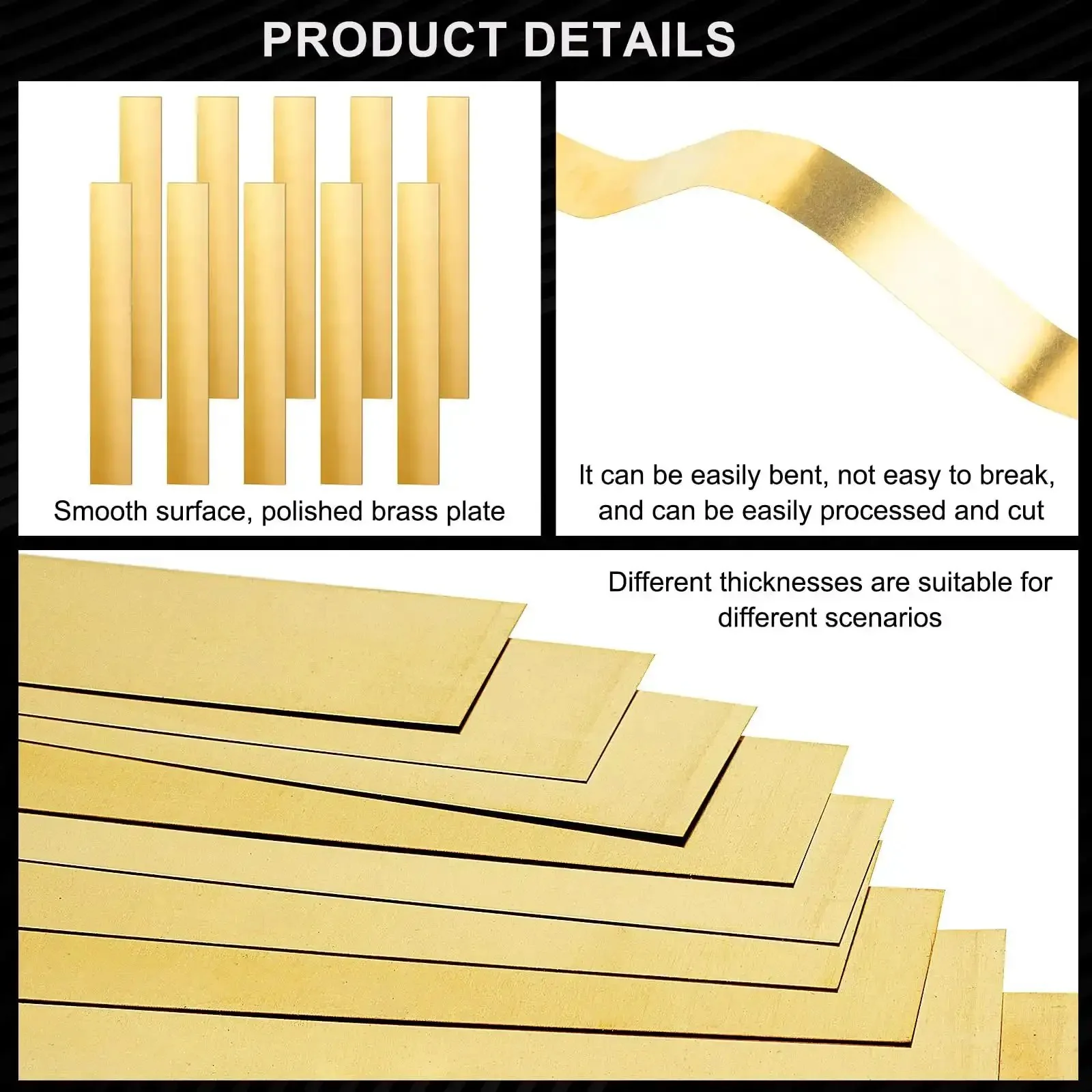 Twenty Piece Brass Strip Set With Shim Stock Assortment, 1 Inch Wide By 12 Inches Long, 0.004 Inch Thick C280 Brass, Easy to Cut and Solder, Smooth On Both Sides, DIY Friendly For Gaskets, Washers, Jewelry, Crafts, And Electrical Projects - Image 3