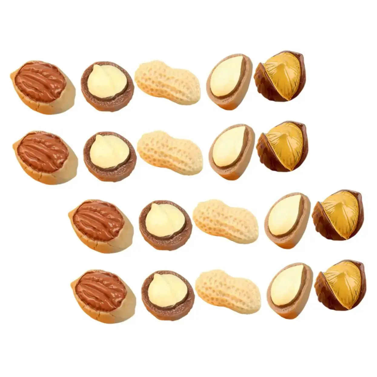 Twenty Piece Miniature Resin Nut Embellishments For Dollhouse Food Props Realistic Walnuts And Nuts For DIY Crafts And Creative Decoration Mixed Styles For Hobbyists And Collectors For Miniature Accessories