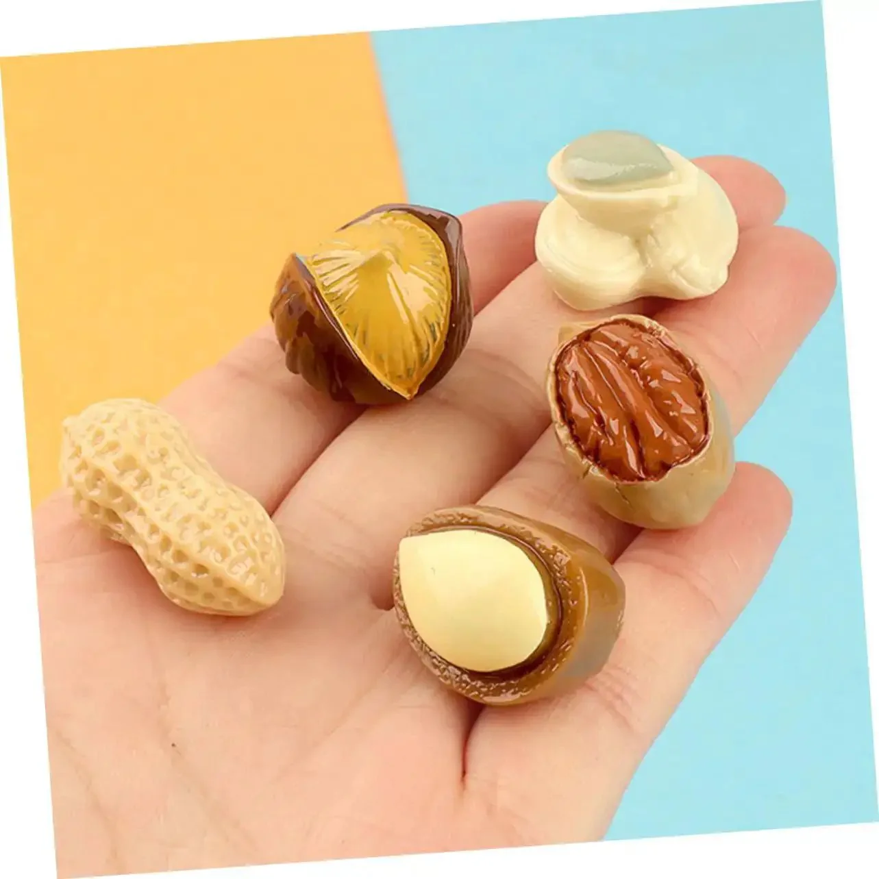 Twenty Piece Miniature Resin Nut Embellishments For Dollhouse Food Props Realistic Walnuts And Nuts For DIY Crafts And Creative Decoration Mixed Styles For Hobbyists And Collectors For Miniature Accessories - Image 3