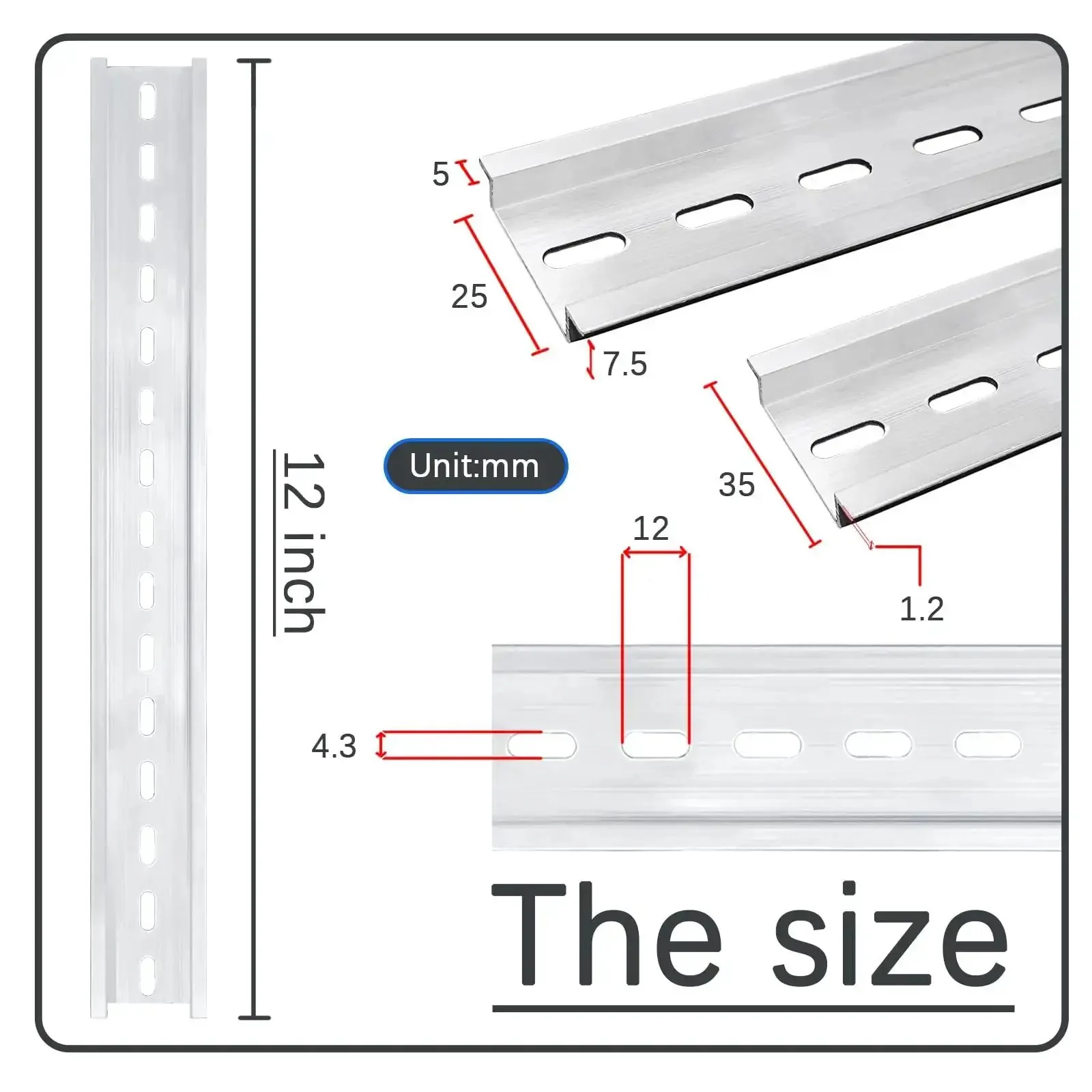 Twin 12 Inch Aluminum Rails 2 Pack For Industrial Control Panels And Telecommunication Equipment Heavy Duty Lightweight Silver Rails For Electrical Enclosures Pro Grade Aluminum Rails With Precise Fit In 300mm Length - Image 5