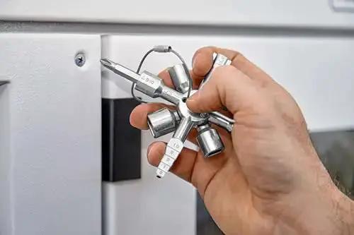 TwinKey Multifunctional Spanner Kit With Magnetic Eight Arm Two By Four Way Spider Keys For Control Cabinets Windows And Shut Off Systems Built For Building Services Heating Plumbing And Gas Water Supply - Image 2
