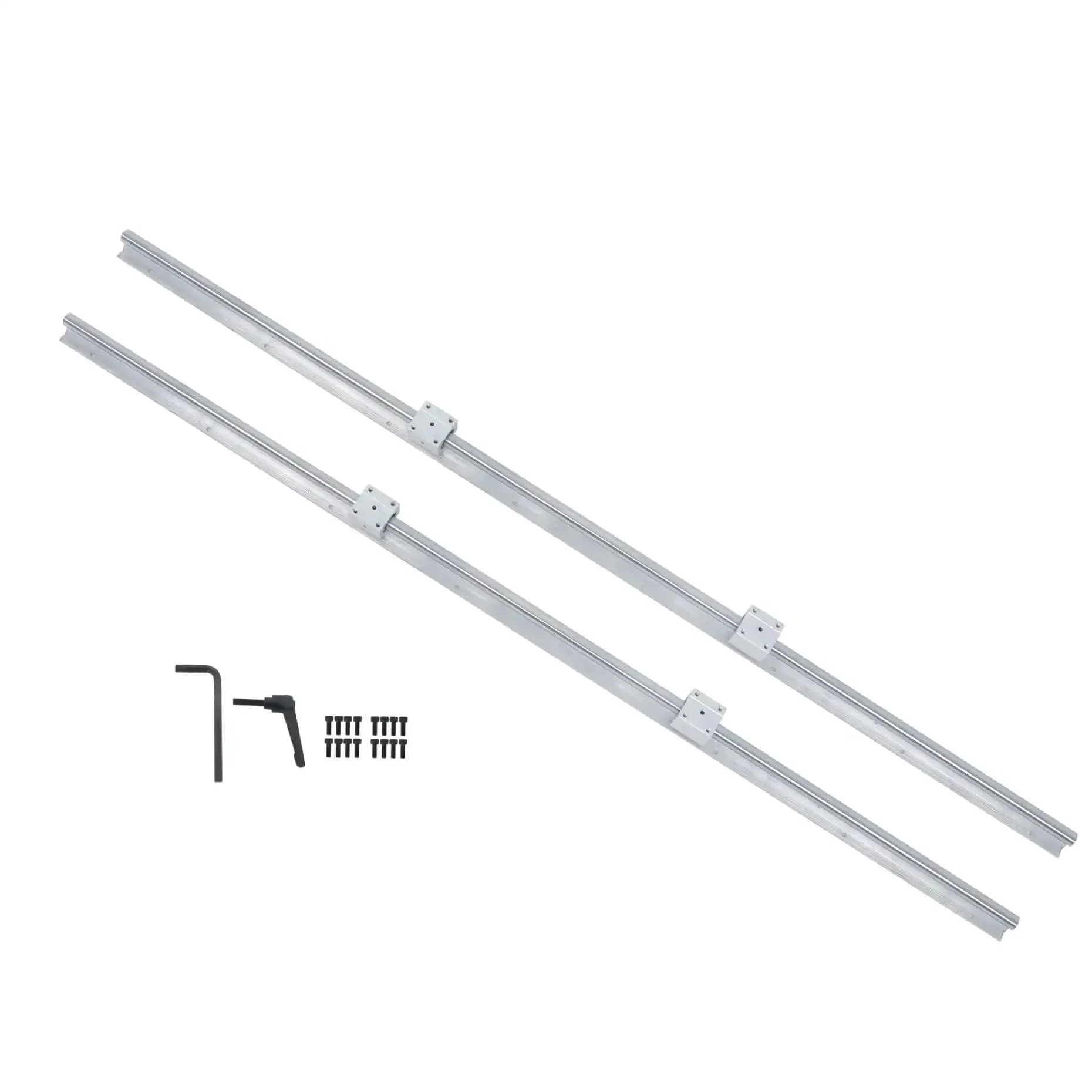 Two 1500mm SBR20 Linear Guide Rails With Four SBR20UU Slide Blocks Kit For DIY CNC Routers Lathes Mills And Automated Machines Plug And Play Ready To Install High Precision Transmission Smooth Low Friction Performance And Durable Aluminum Rails