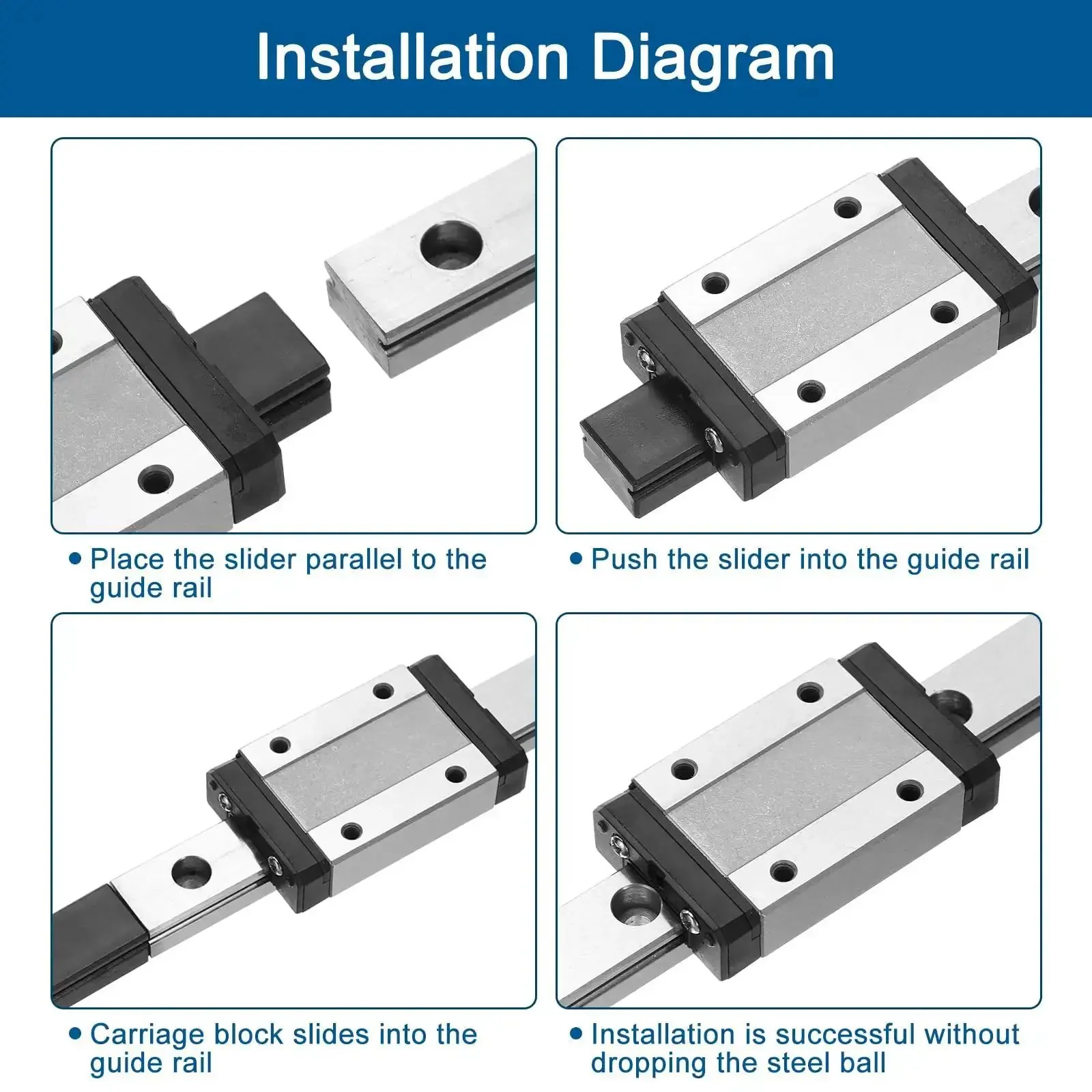 Two 150mm Linear Guide Rails With MGN9H Carriage Blocks, Plus Two Mini MGN12 Linear Guides For DIY 3D Printers And CNC Machines, Steel Bearing Rails In Silver - Image 4