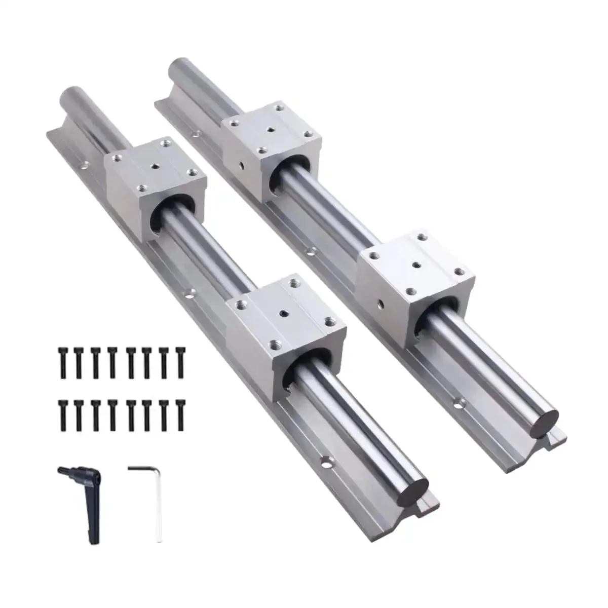 Two 300mm SBR16 Linear Rails With Four SBR16UU Carriage Blocks For DIY CNC Routers And Lathes - Smooth, Precise Linear Guide System For Pros And Next Level Machining