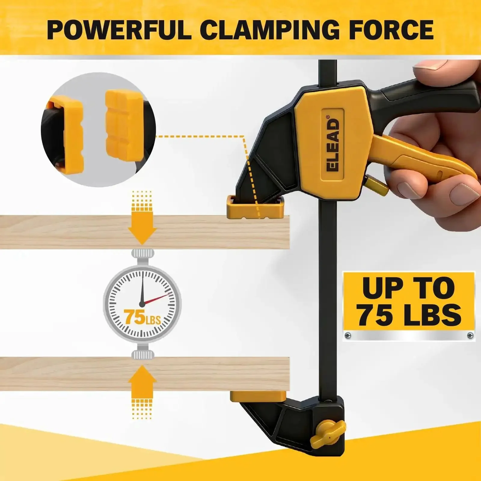 Two 6 Inch Mini Bar Clamps For Woodworking Set With One-Handed F Clamp And Spreader, 75 Lbs Load Capacity, Quick Release Grip, Ideal For DIY Projects, Tabletop Woodworking, Light Duty Tools And Crafts - Image 7
